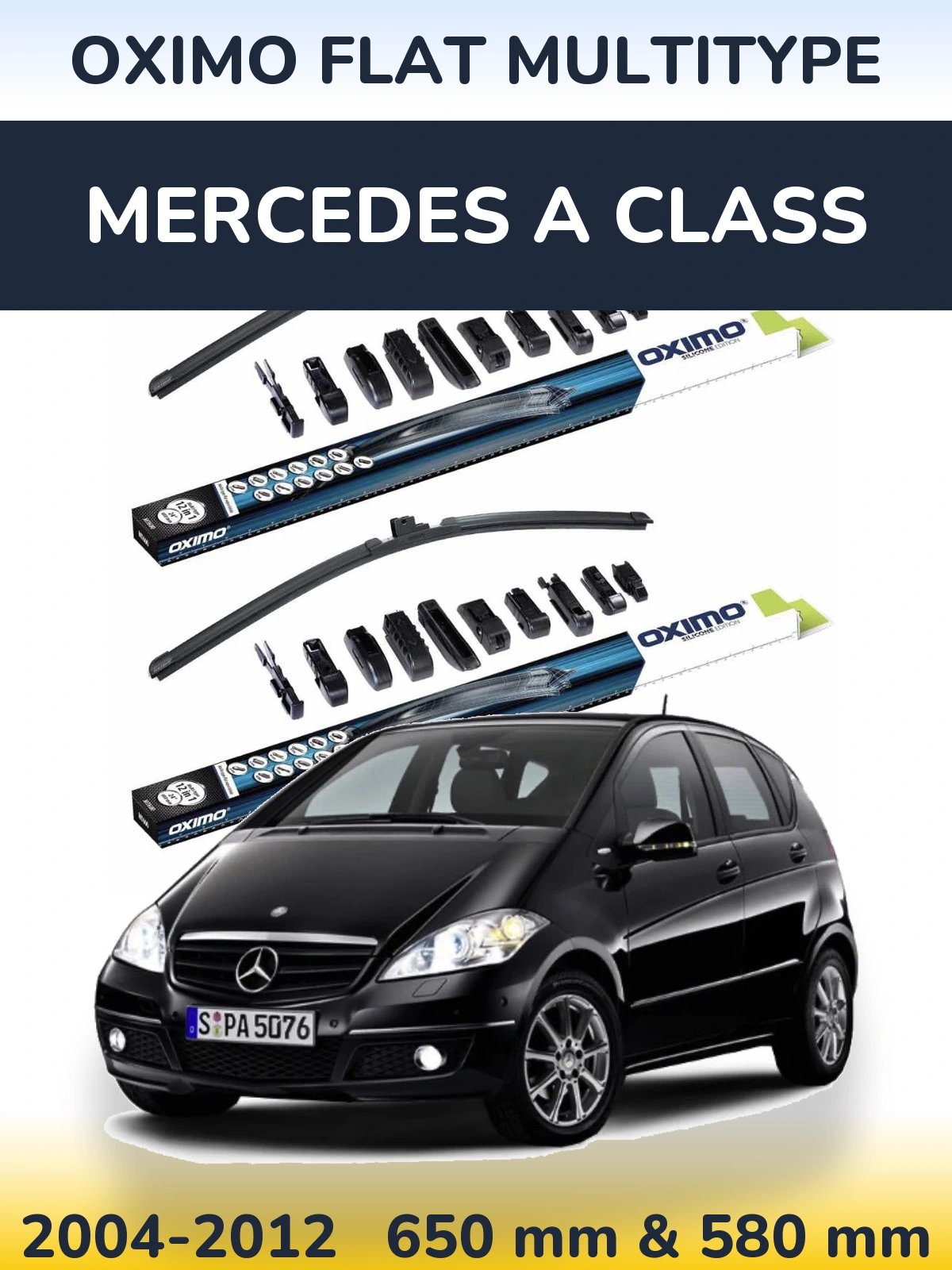 Sada předních stěračů Oximo Flat MultiType 650 a 580 mm pro Mercedes A Class 2004-2012