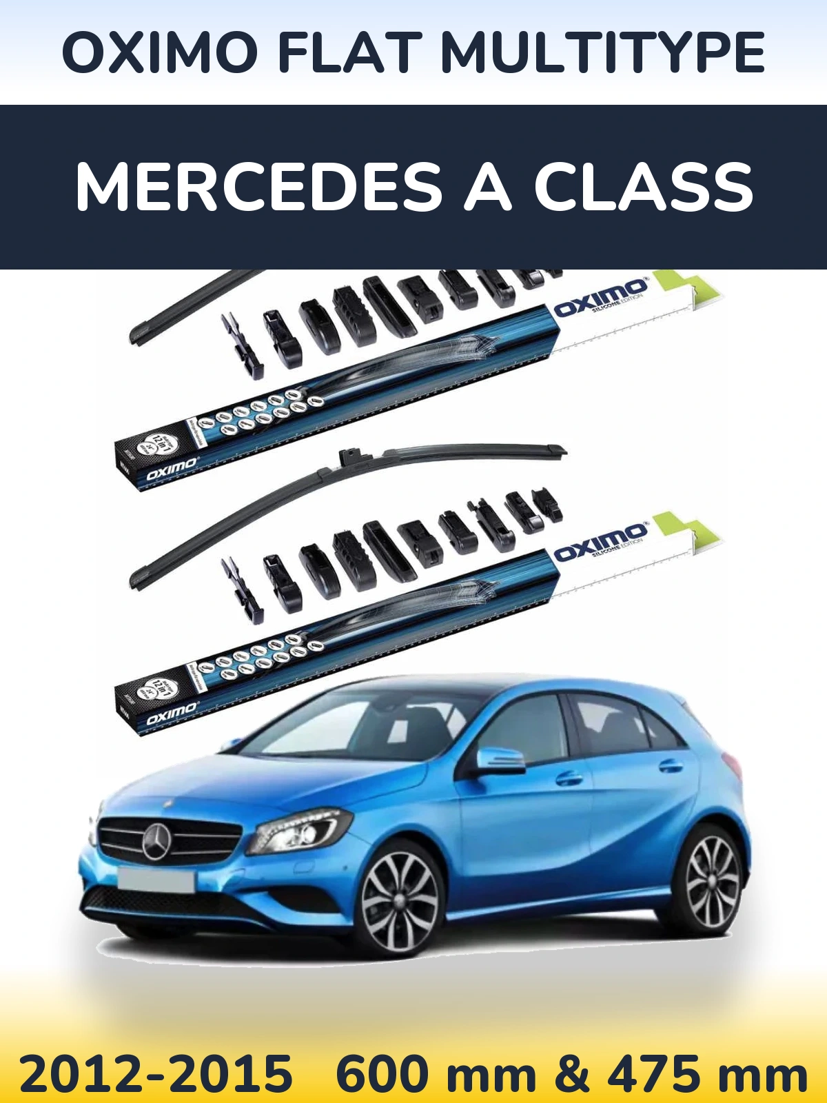 Sada předních stěračů Oximo Flat MultiType 600 a 475 mm pro Mercedes A Class 2012-2015