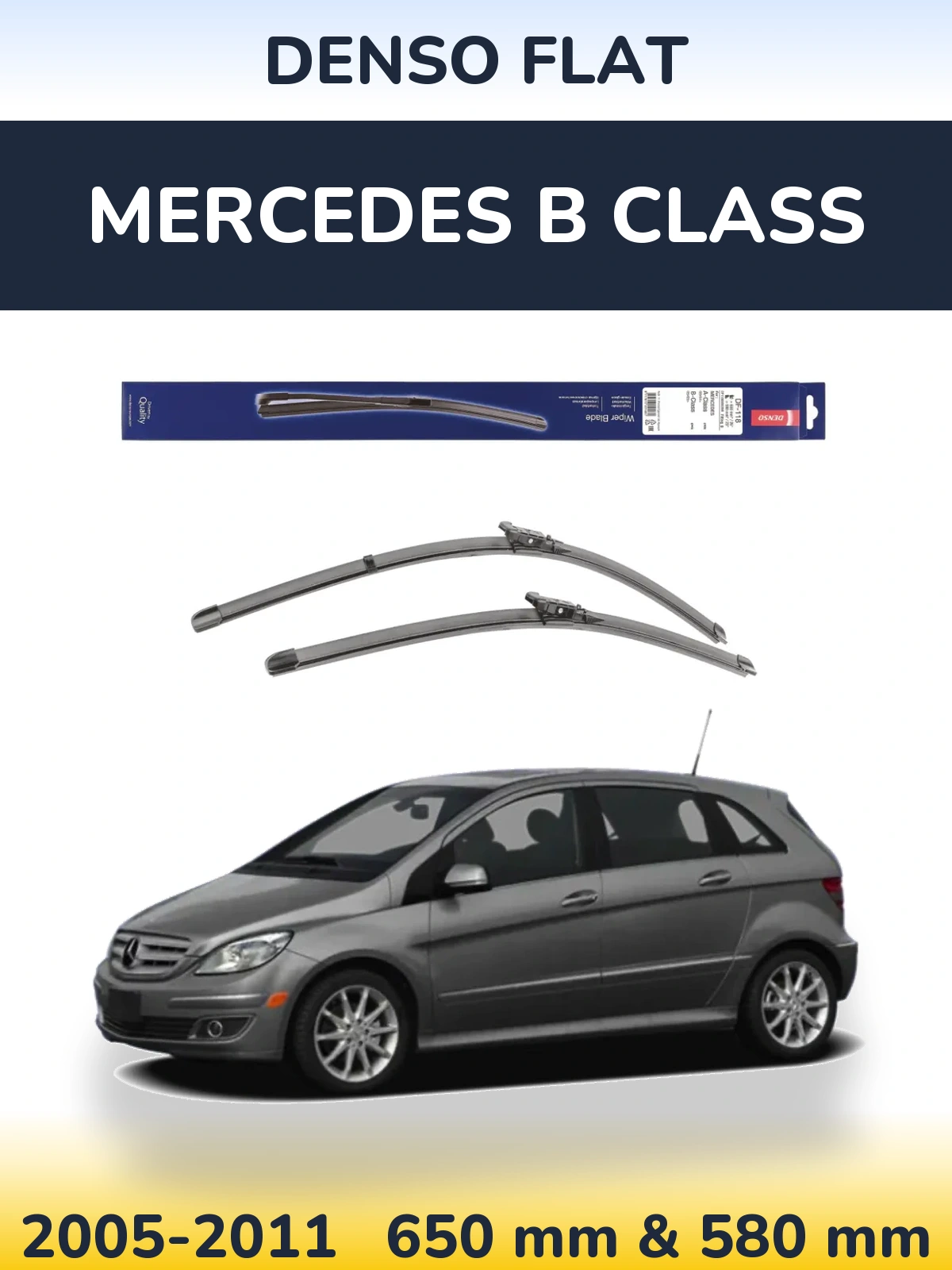 Sada předních stěračů Denso Flat 650 a 580 mm pro Mercedes B Class 2005-2011