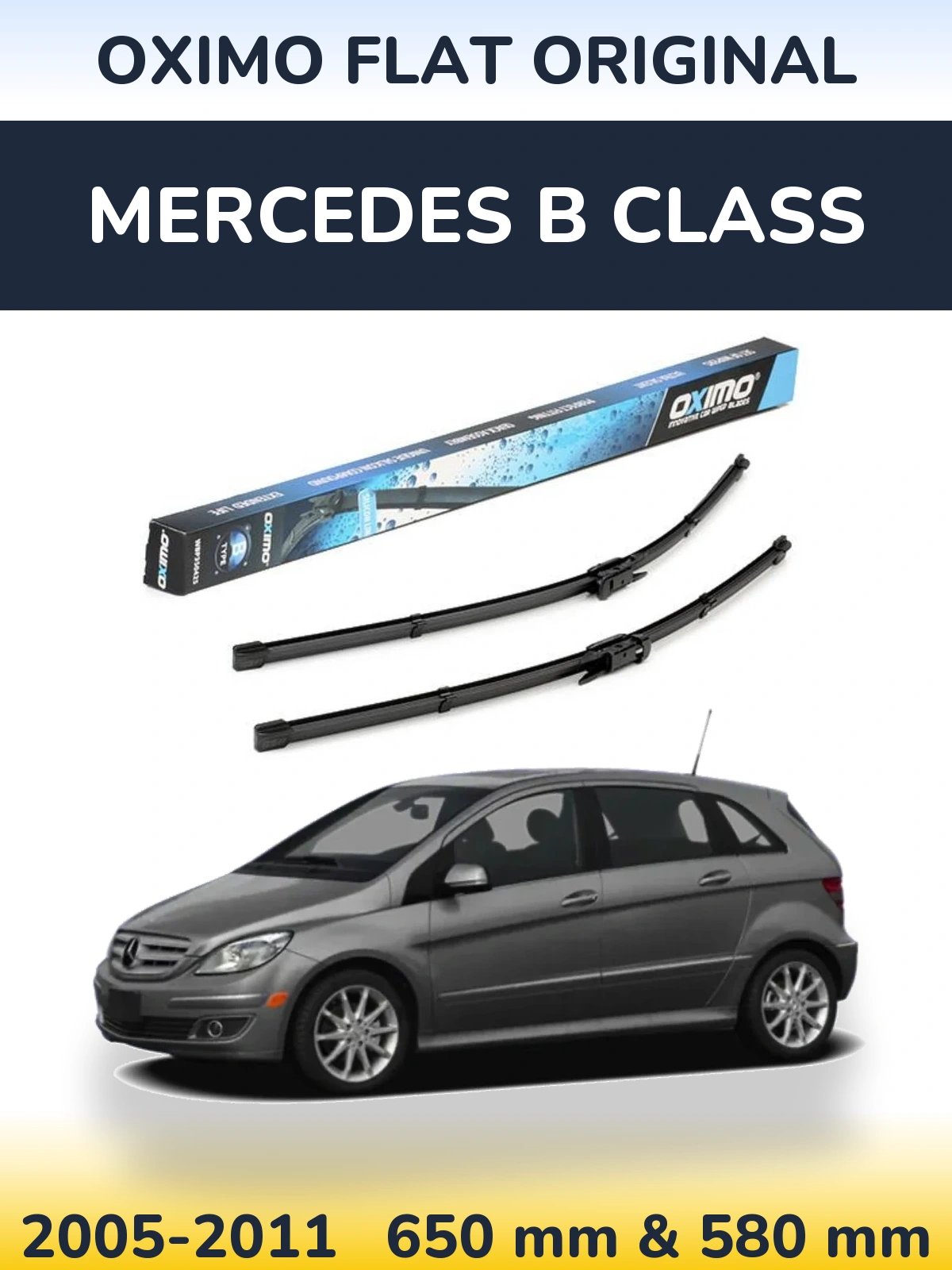 Sada předních stěračů Oximo Flat Original 650 a 580 mm pro Mercedes B Class 2005-2011