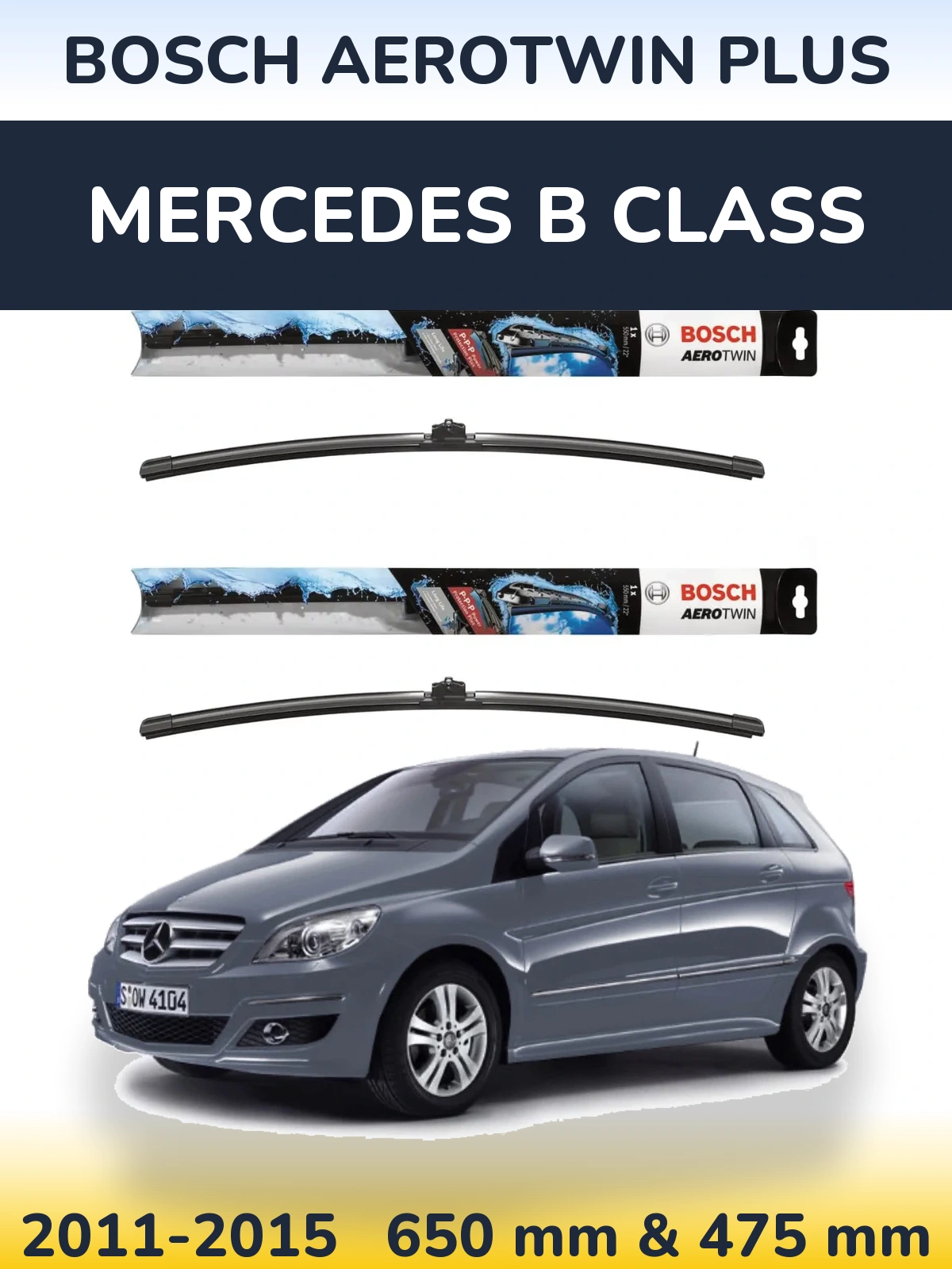 Sada předních stěračů BOSCH AeroTwin Plus 650 a 475 mm pro Mercedes B Class 2011-2015