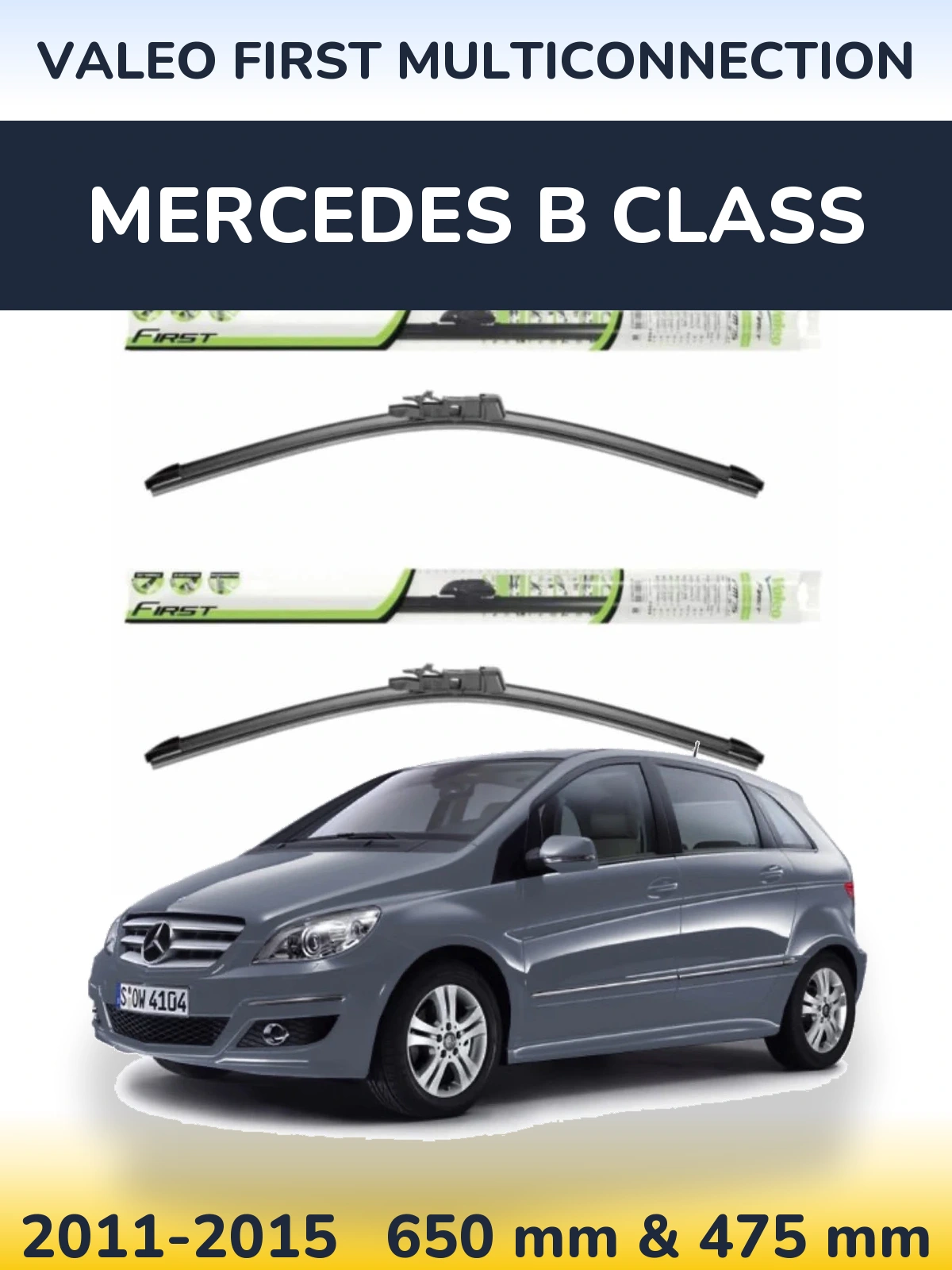 Sada předních stěračů Valeo First MultiConnection 650 a 475 mm pro Mercedes B Class 2011-2015