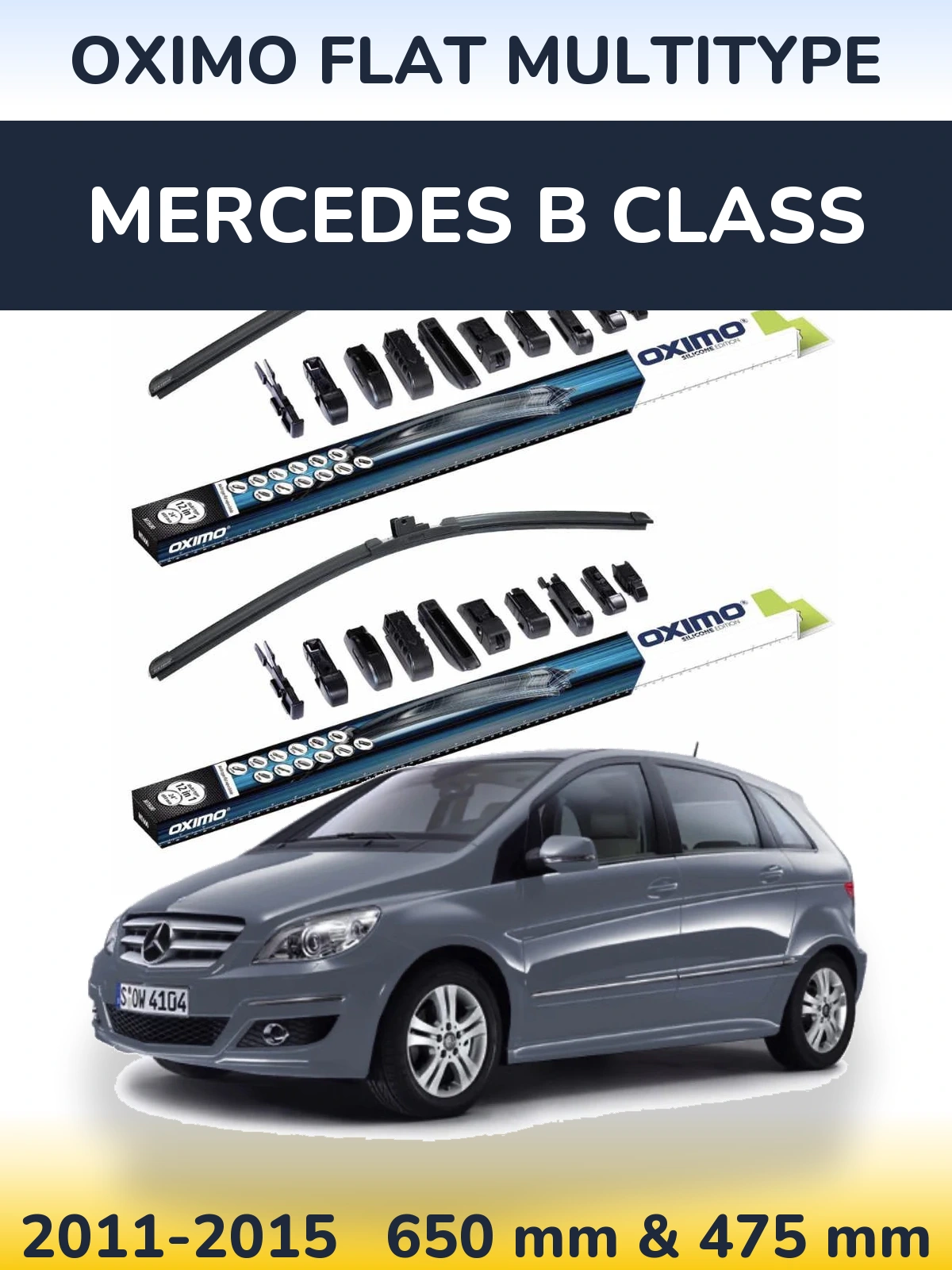 Sada předních stěračů Oximo Flat MultiType 650 a 475 mm pro Mercedes B Class 2011-2015
