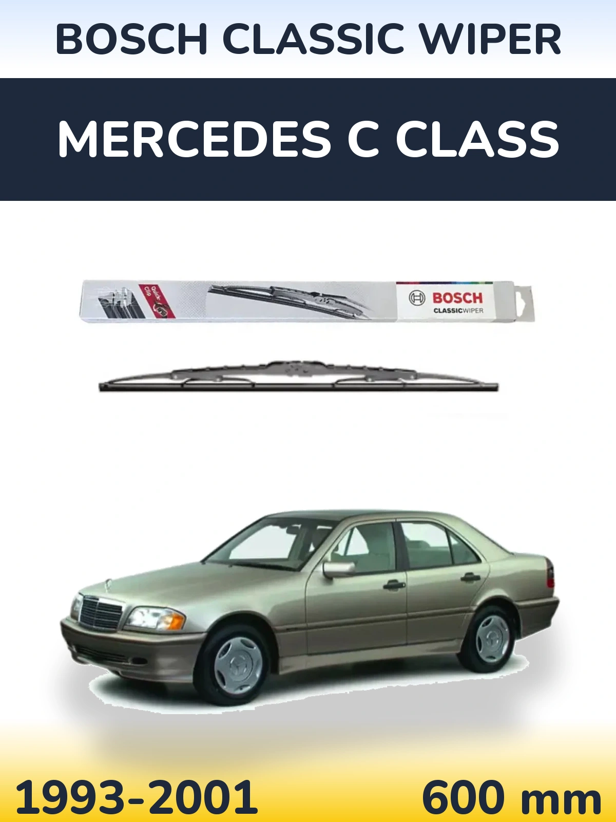 Přední stěrač BOSCH Classic Wiper 600 mm pro Mercedes C Class 1993-2001