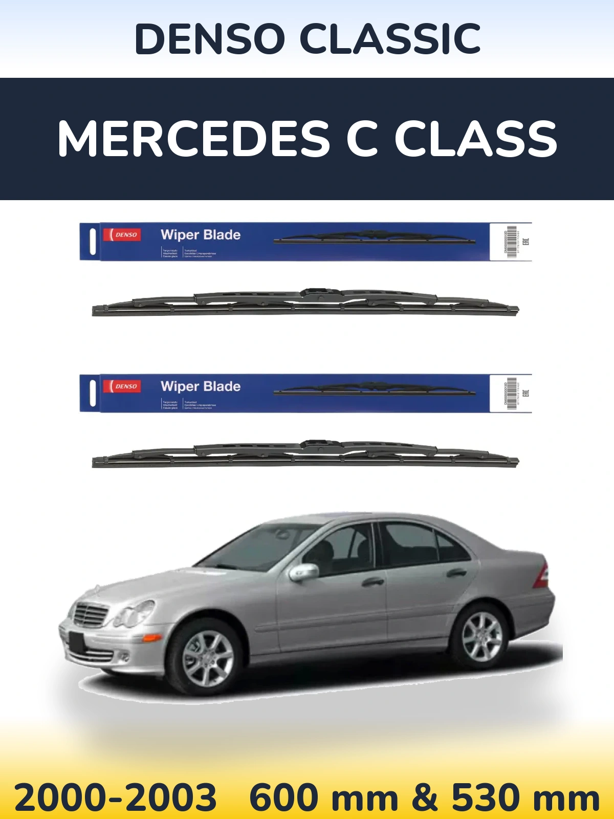 Комплект передніх щіток Denso Classic 600 & 530 мм для Mercedes C Class 2000-2003