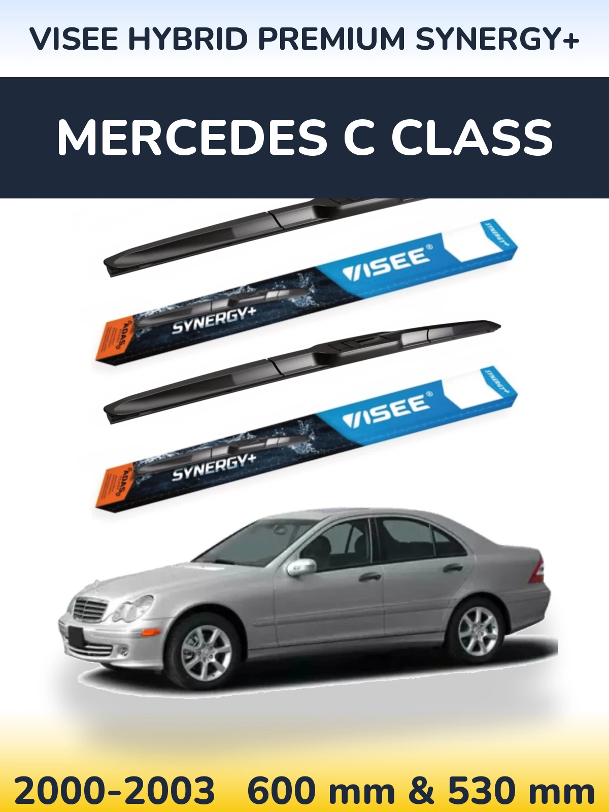 Комплект передніх щіток VISEE HYBRID PREMIUM SYNERGY+ 600 & 530 мм для Mercedes C Class 2000-2003