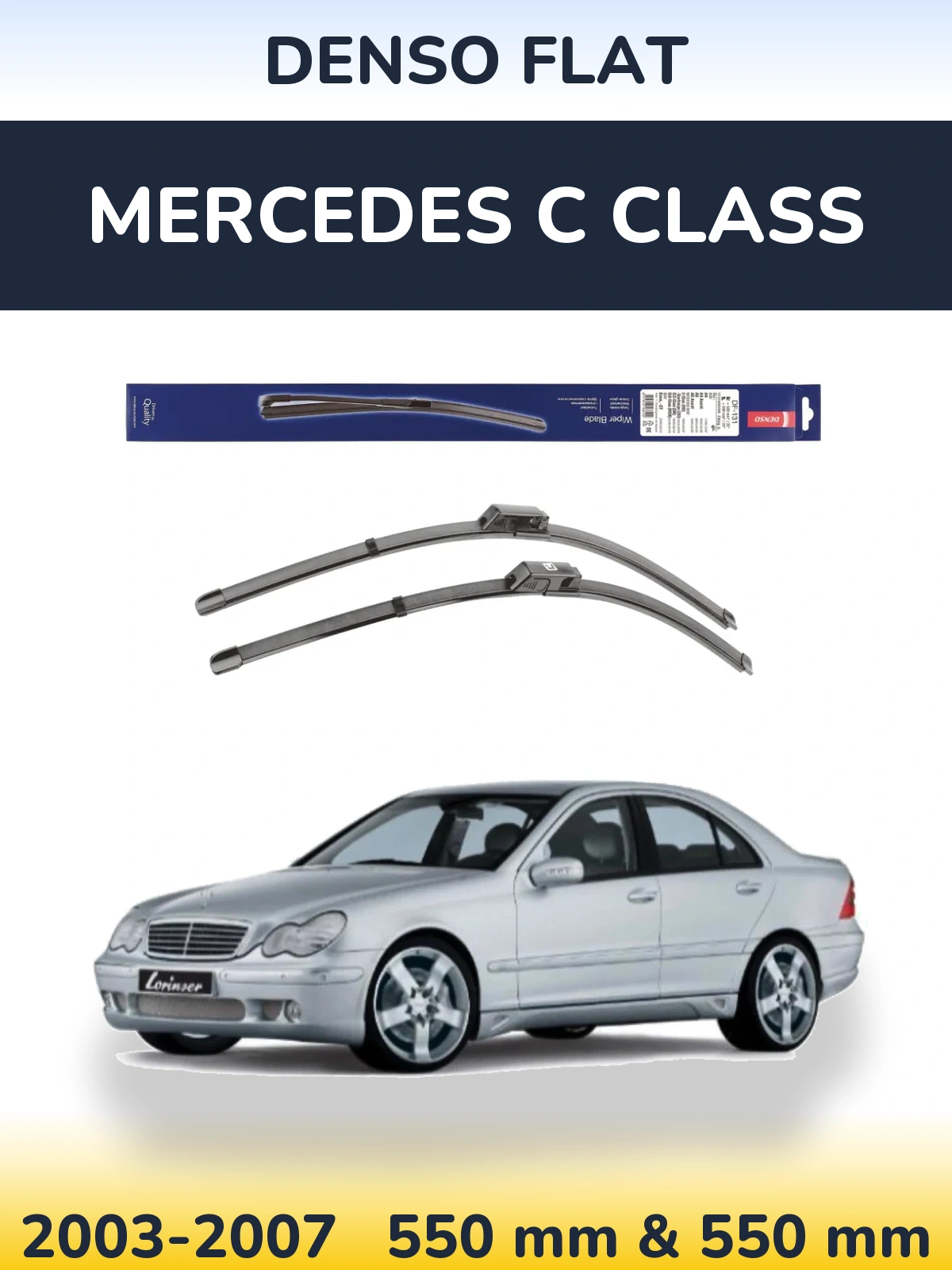 Sada předních stěračů Denso Flat 550 a 550 mm pro Mercedes C Class 2003-2007