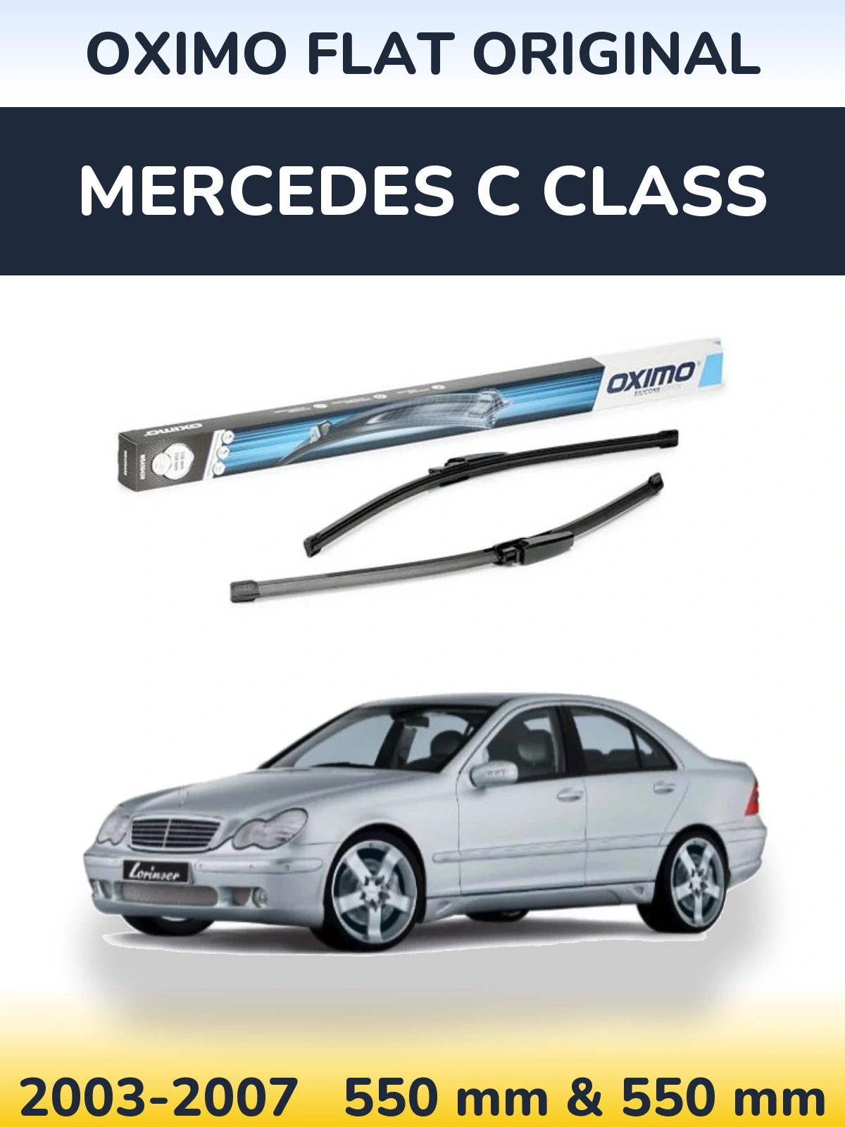Sada předních stěračů Oximo Flat Original 550 a 550 mm pro Mercedes C Class 2003-2007