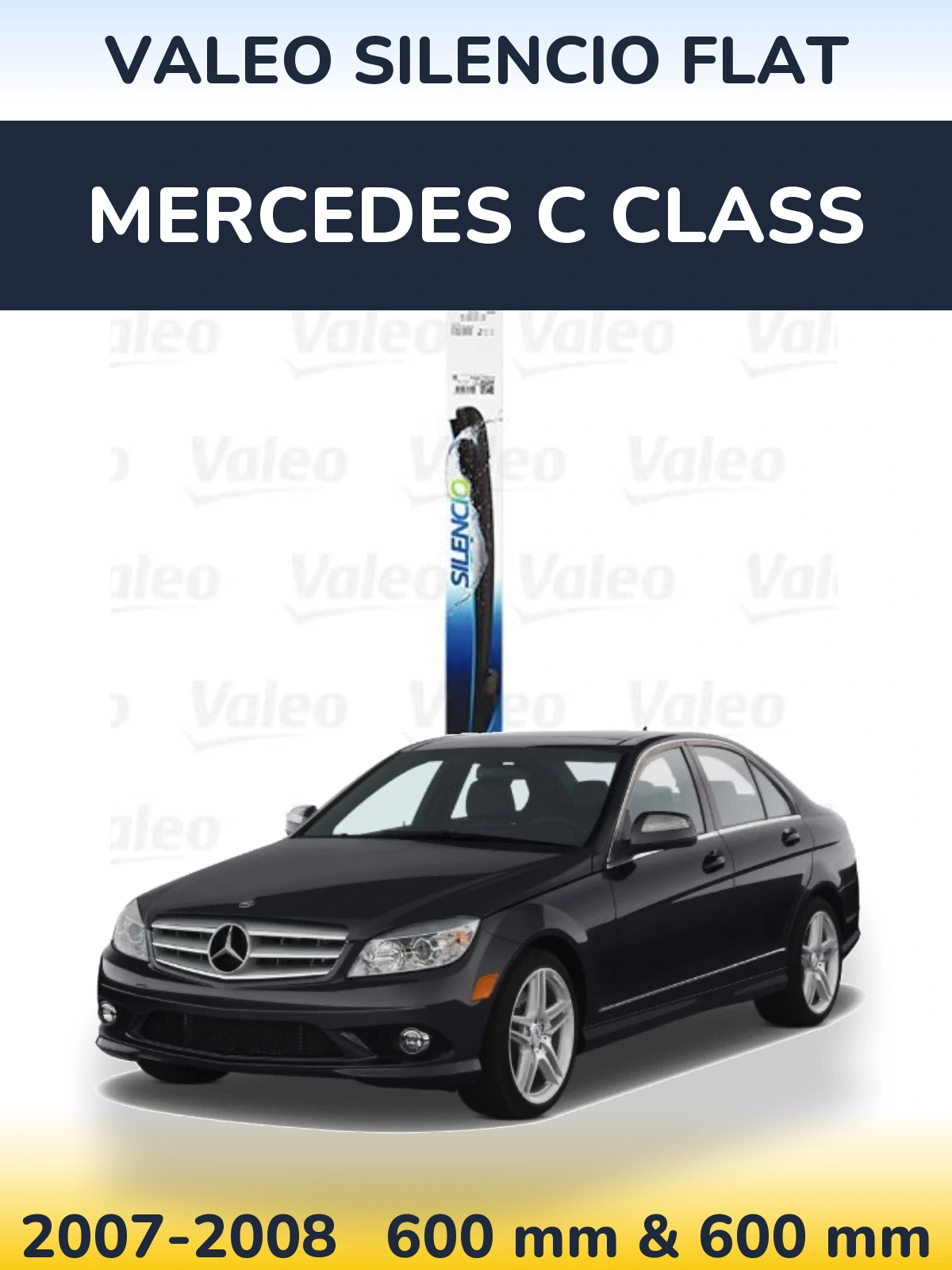 Sada předních stěračů Valeo Silencio Flat 600 a 600 mm pro Mercedes C Class 2007-2008