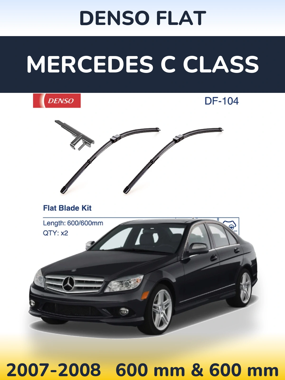 Sada předních stěračů Denso Flat 600 a 600 mm pro Mercedes C Class 2007-2008