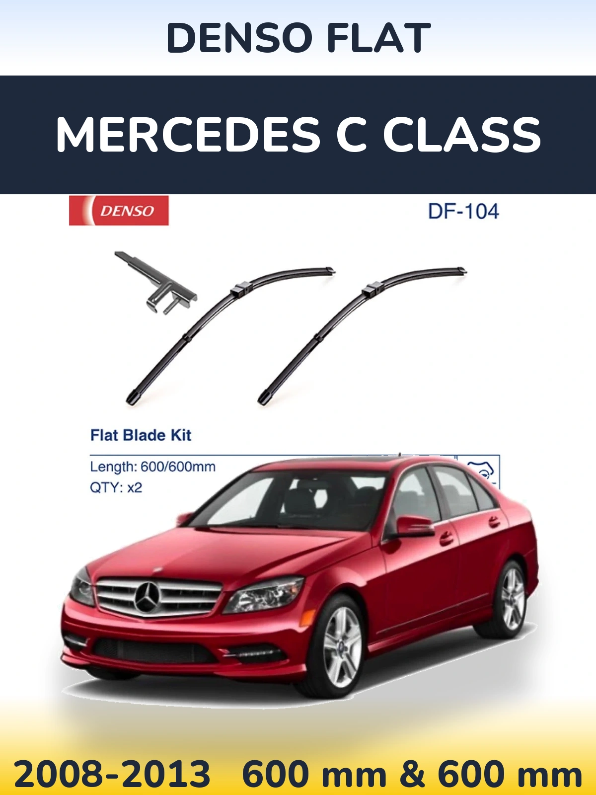Sada předních stěračů Denso Flat 600 a 600 mm pro Mercedes C Class 2008-2013