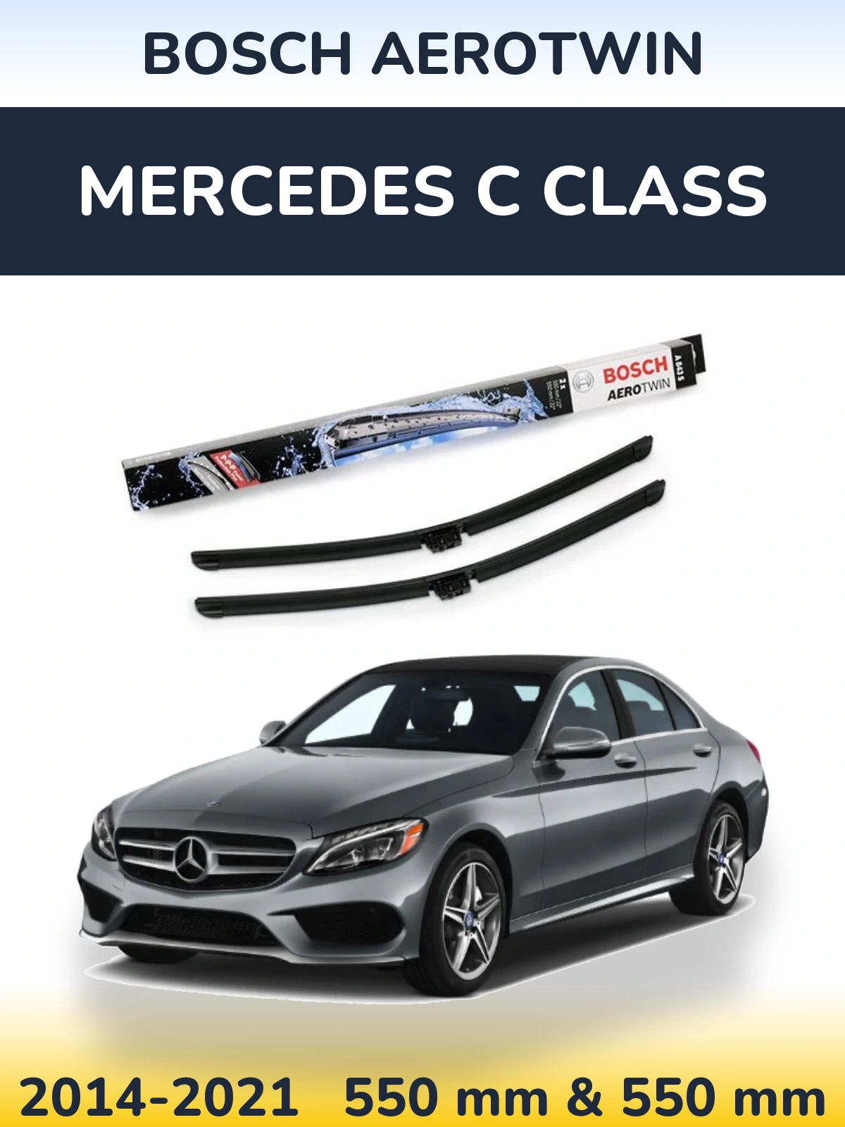 Sada předních stěračů BOSCH AeroTwin 550 a 550 mm pro Mercedes C Class 2014-2021