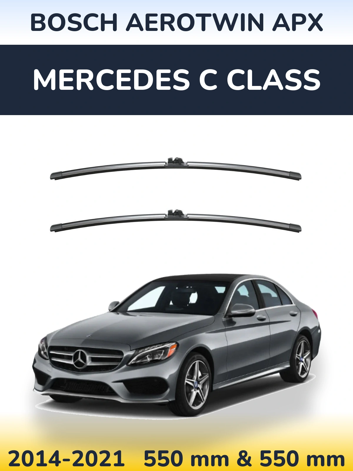 Sada předních stěračů BOSCH AeroTwin APX 550 a 550 mm pro Mercedes C Class 2014-2021