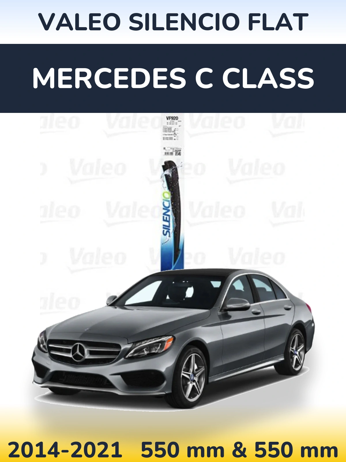 Sada předních stěračů Valeo Silencio Flat 550 a 550 mm pro Mercedes C Class 2014-2021
