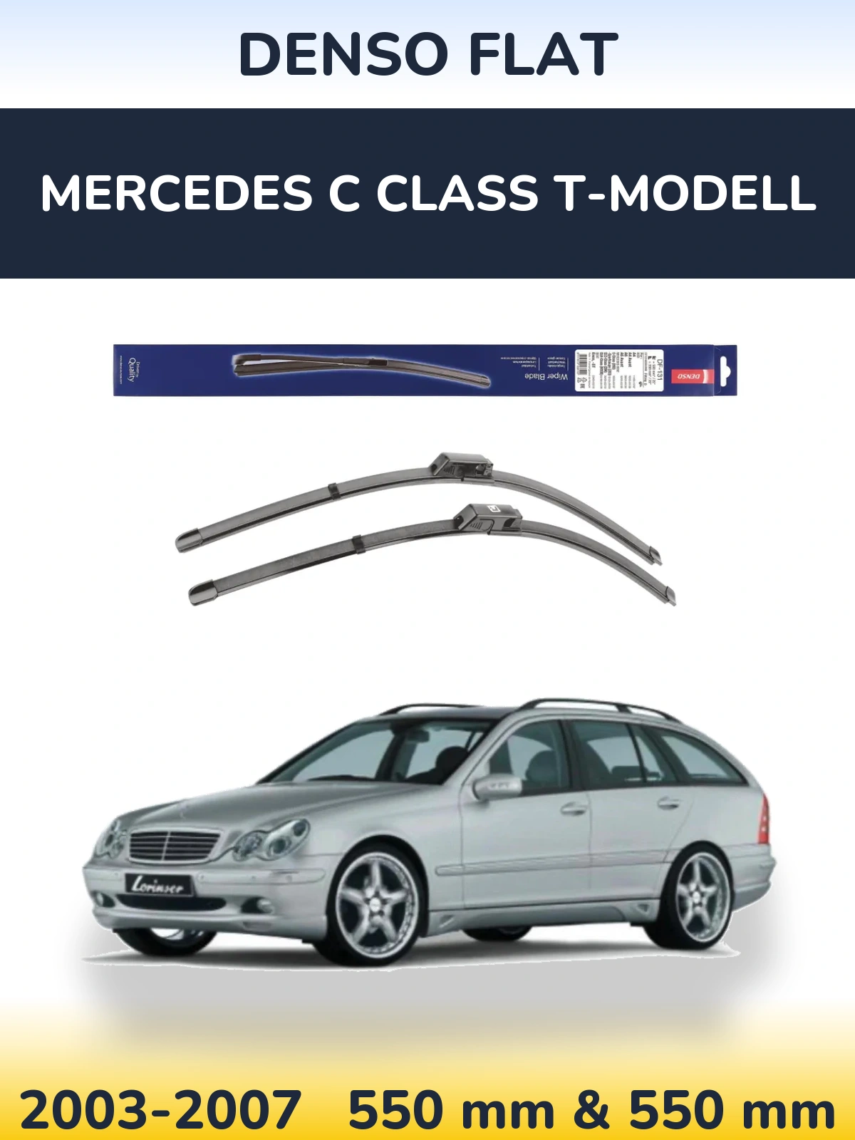 Sada předních stěračů Denso Flat 550 a 550 mm pro Mercedes C Class T-Modell 2003-2007