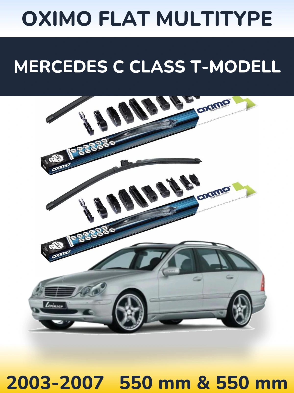 Sada předních stěračů Oximo Flat MultiType 550 a 550 mm pro Mercedes C Class T-Modell 2003-2007