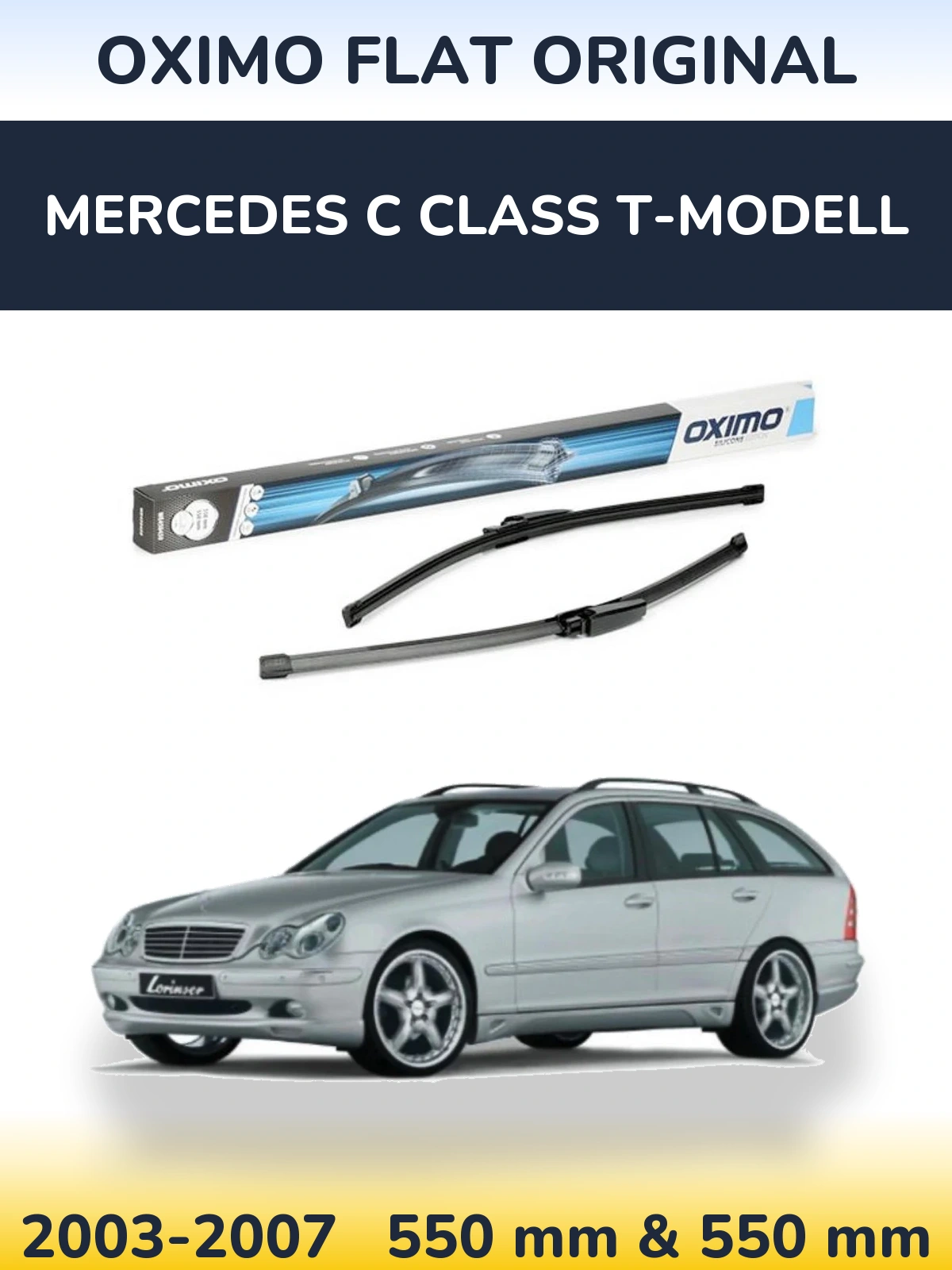 Sada předních stěračů Oximo Flat Original 550 a 550 mm pro Mercedes C Class T-Modell 2003-2007