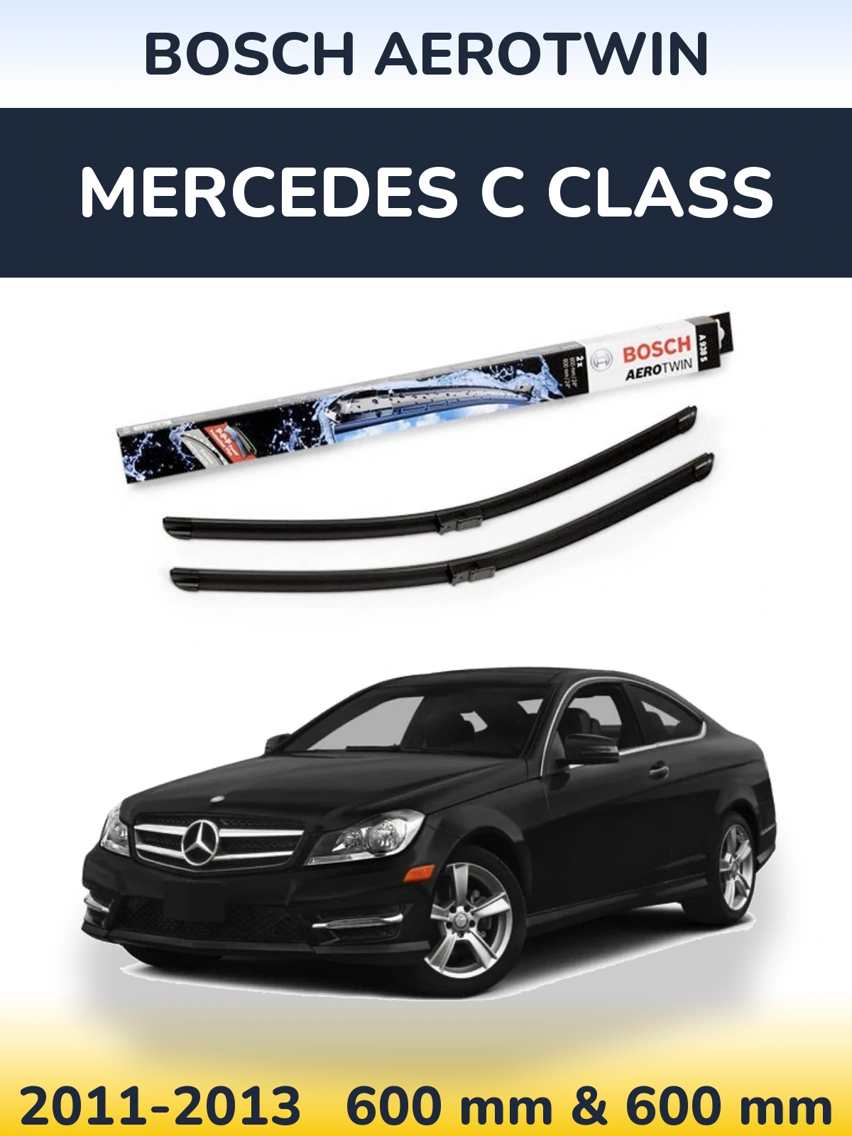 Sada předních stěračů BOSCH AeroTwin 600 a 600 mm pro Mercedes C Class 2011-2013