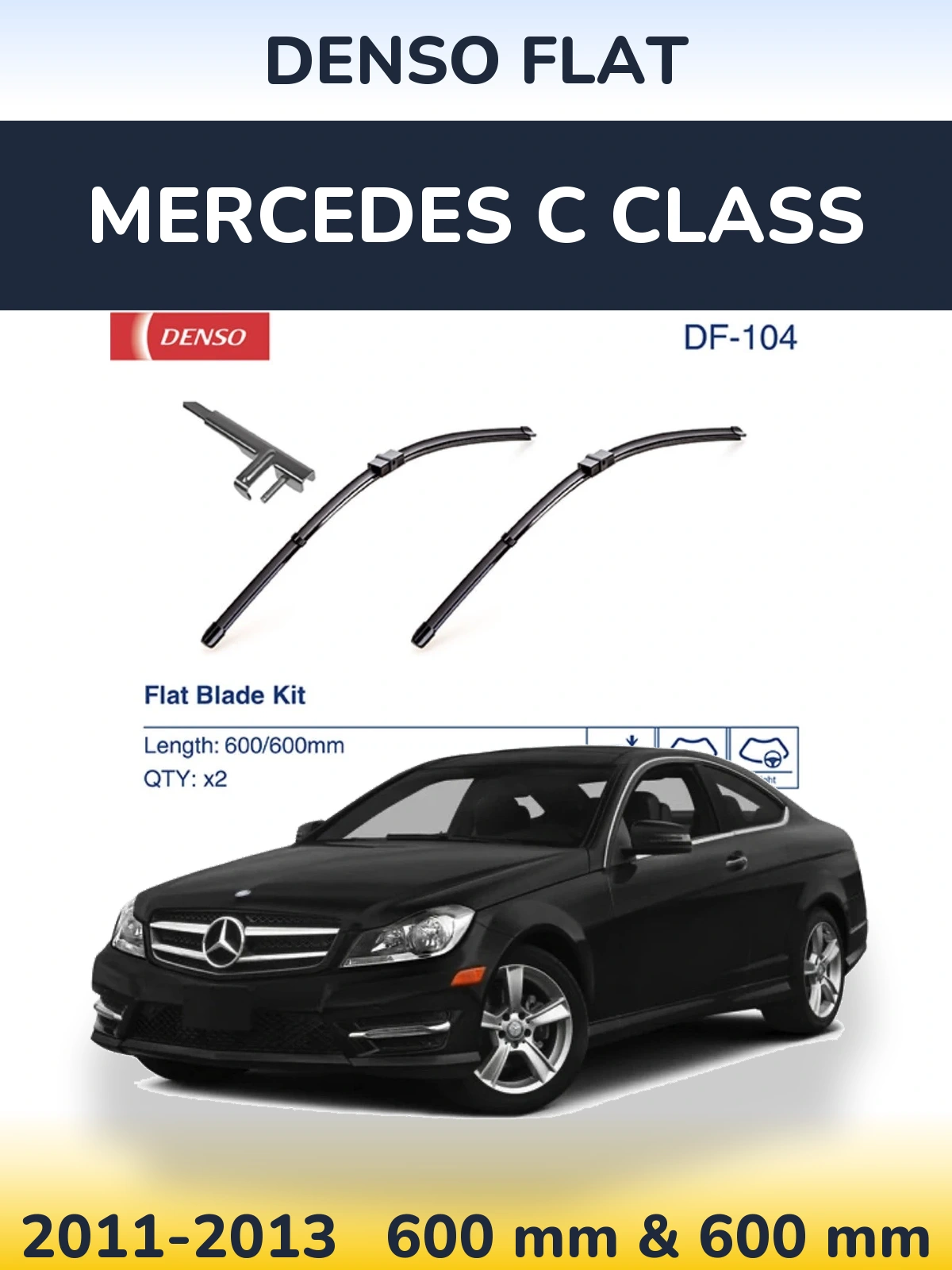 Sada předních stěračů Denso Flat 600 a 600 mm pro Mercedes C Class 2011-2013