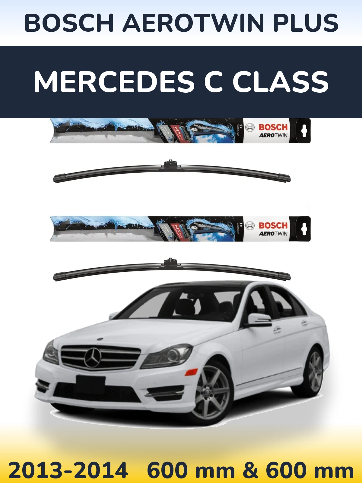 Комплект передніх щіток BOSCH AeroTwin Plus 600 & 600 мм для Mercedes C Class 2013-2014