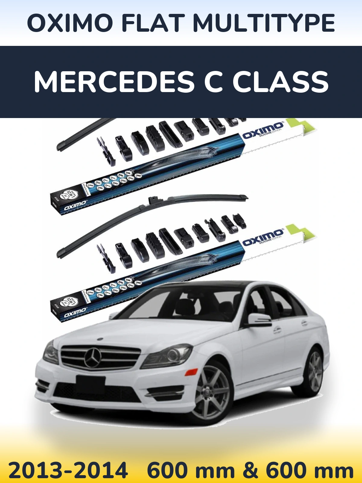 Комплект передніх щіток Oximo Flat MultiТипe 600 & 600 мм для Mercedes C Class 2013-2014