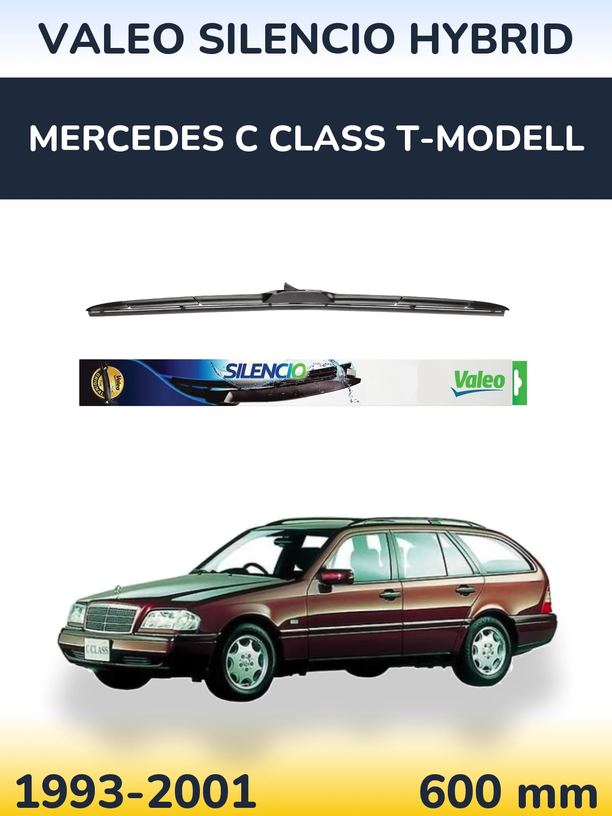 Přední stěrač Valeo Silencio Hybrid 600 mm pro Mercedes C Class T-Modell 1993-2001