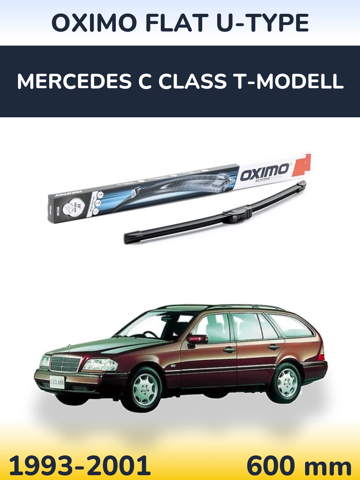 Přední stěrač Oximo Flat U-type 600 mm pro Mercedes C Class T-Modell 1993-2001
