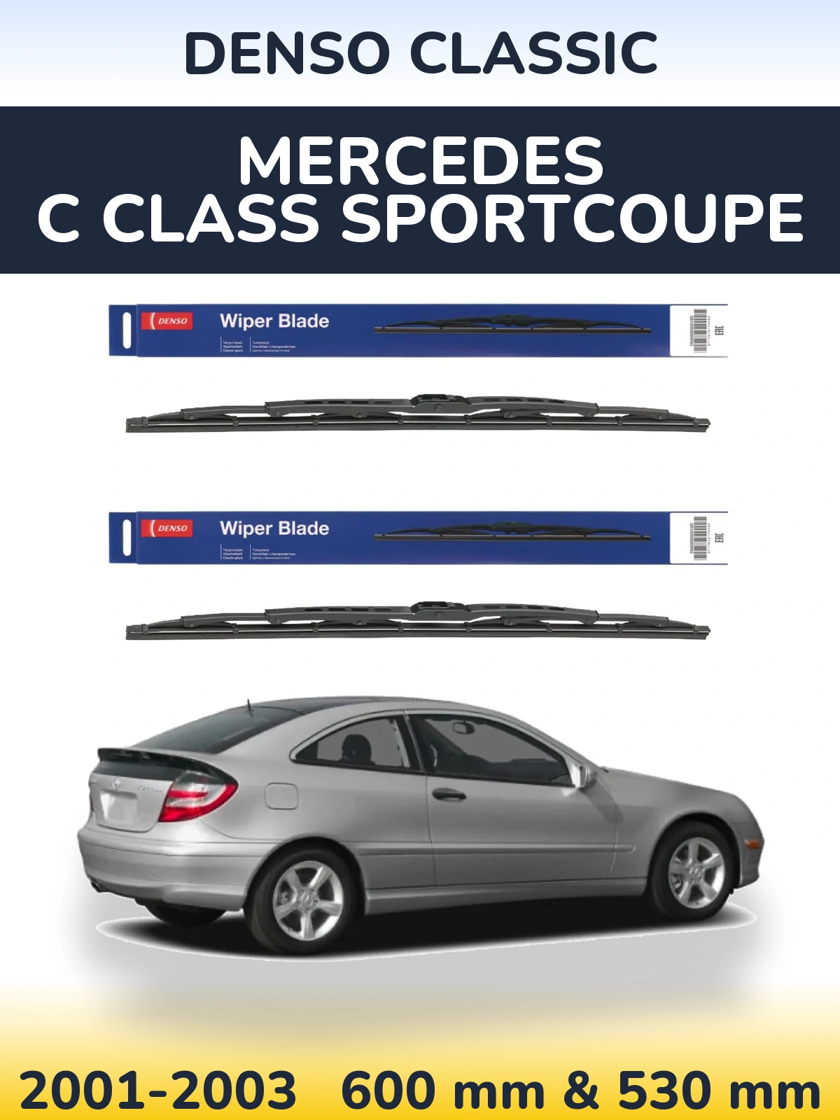 Комплект передних дворников Denso Classic 600 & 530 мм для Mercedes C Class Sportcoupe 2001-2003