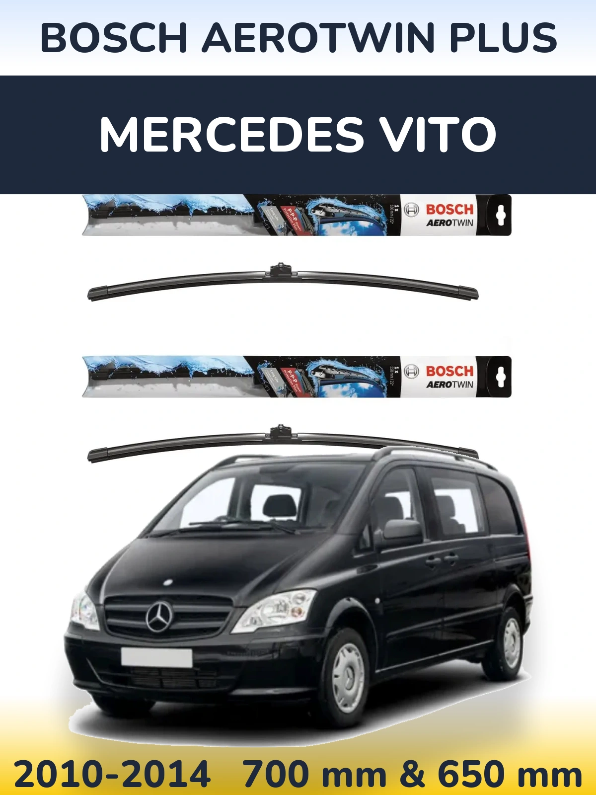 Комплект передніх щіток BOSCH AeroTwin Plus 700 & 650 мм для Mercedes Vito 2010-2014