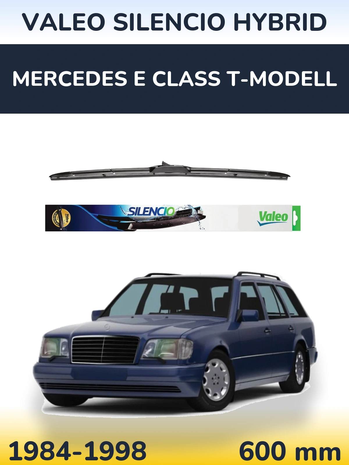 Přední stěrač Valeo Silencio Hybrid 600 mm pro Mercedes E Class T-Modell 1984-1998