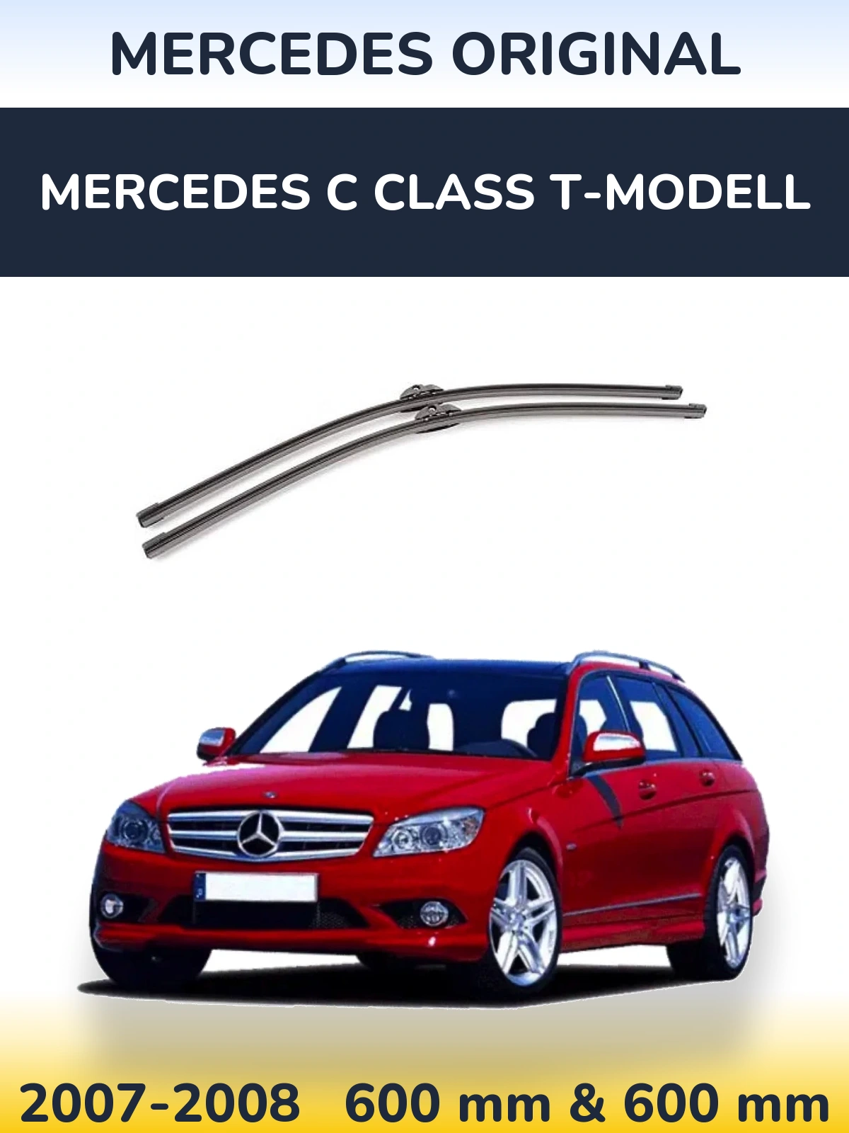 Sada předních stěračů Mercedes OEM Mercedes Original 600 a 600 mm pro Mercedes C Class T-Modell 2007-2008
