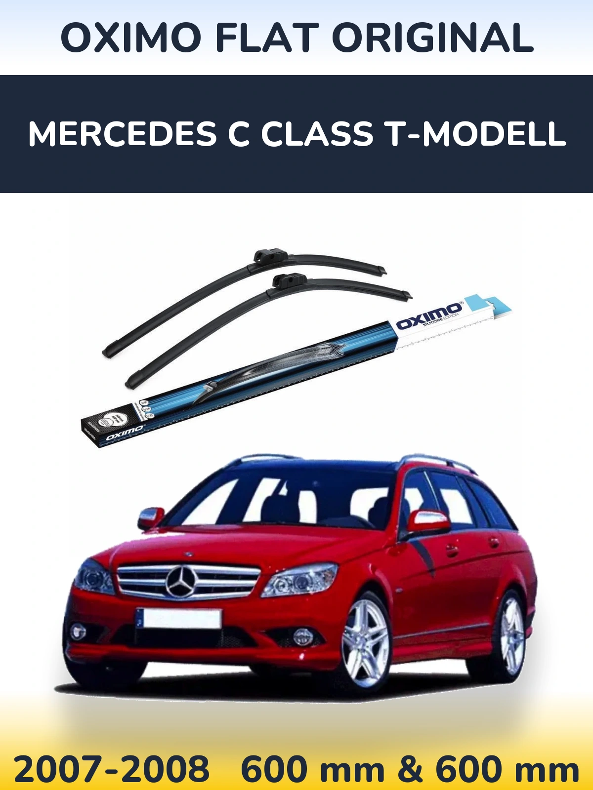 Комплект передніх щіток Oximo Flat Original 600 & 600 мм для Mercedes C Class T-Модельl 2007-2008