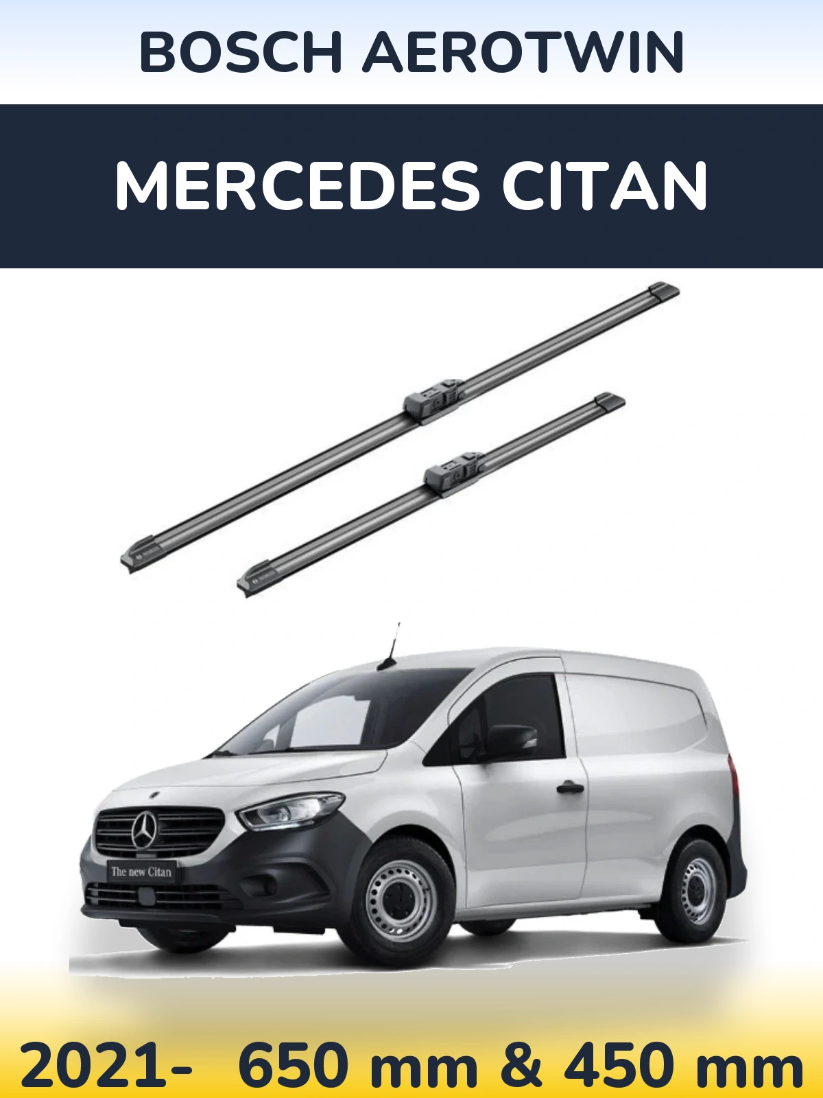 Sada předních stěračů BOSCH AeroTwin 650 a 450 mm pro Mercedes Citan 2021-2026