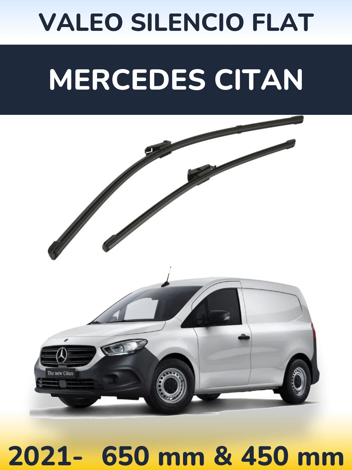 Sada předních stěračů Valeo Silencio Flat 650 a 450 mm pro Mercedes Citan 2021-2026