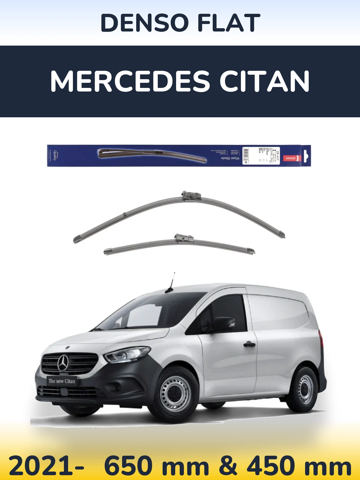 Sada předních stěračů Denso Flat 650 a 450 mm pro Mercedes Citan 2021-2026