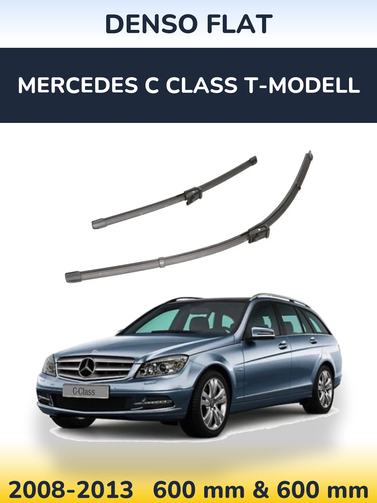 Sada předních stěračů Denso Flat 600 a 600 mm pro Mercedes C Class T-Modell 2008-2013