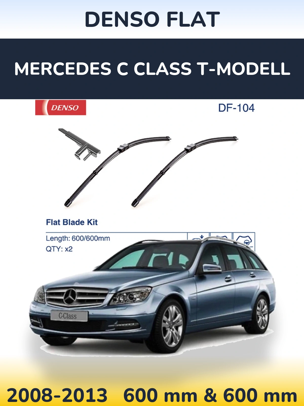 Sada předních stěračů Denso Flat 600 a 600 mm pro Mercedes C Class T-Modell 2008-2013