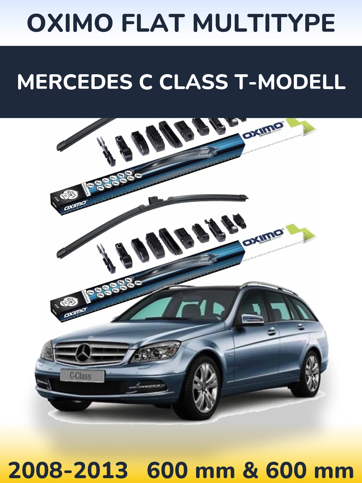 Sada předních stěračů Oximo Flat MultiType 600 a 600 mm pro Mercedes C Class T-Modell 2008-2013