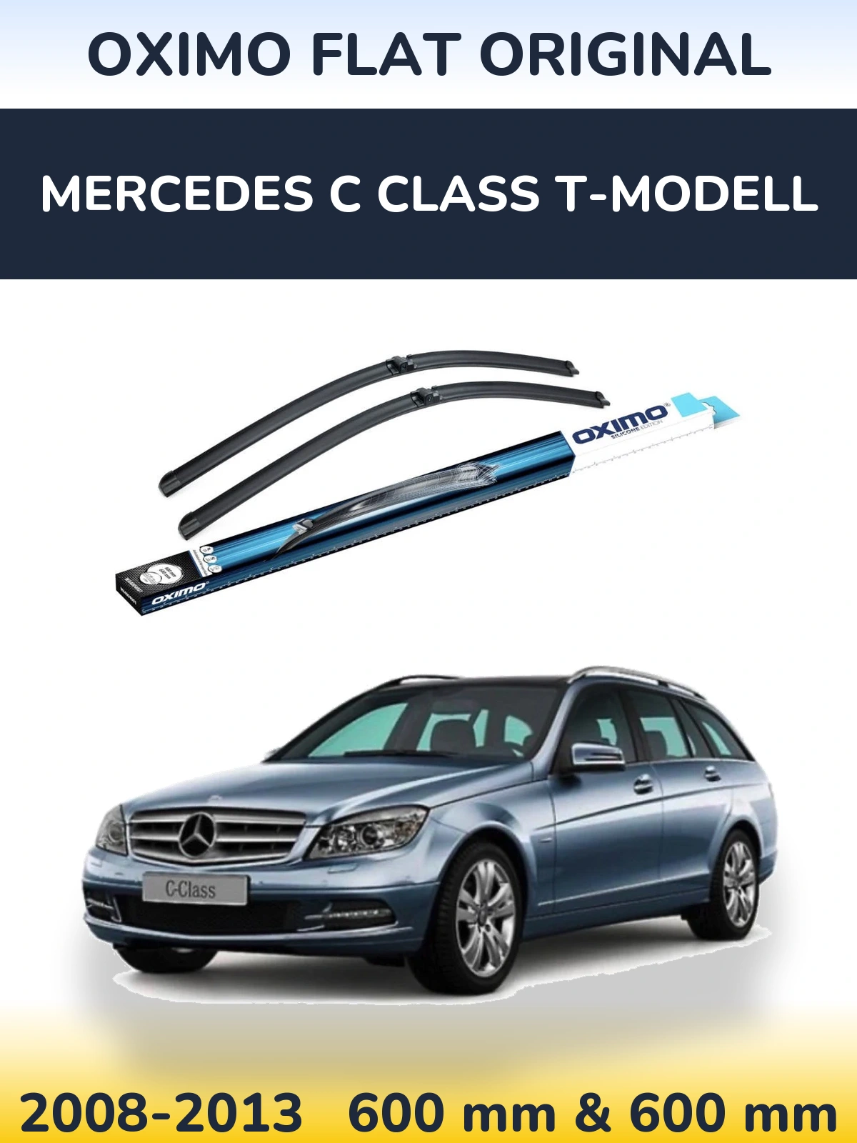 Sada předních stěračů Oximo Flat Original 600 a 600 mm pro Mercedes C Class T-Modell 2008-2013