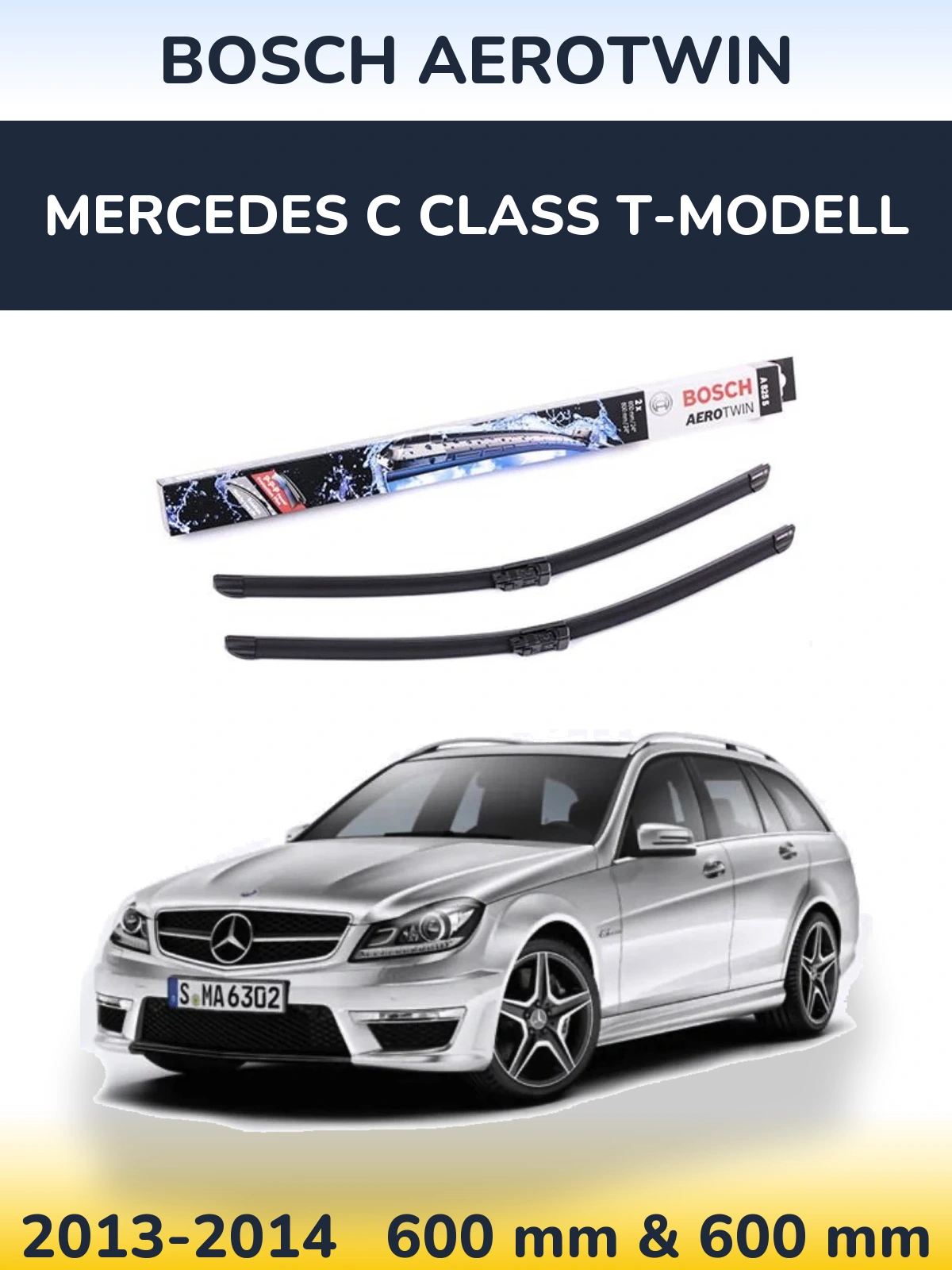 Sada předních stěračů BOSCH AeroTwin 600 a 600 mm pro Mercedes C Class T-Modell 2013-2014