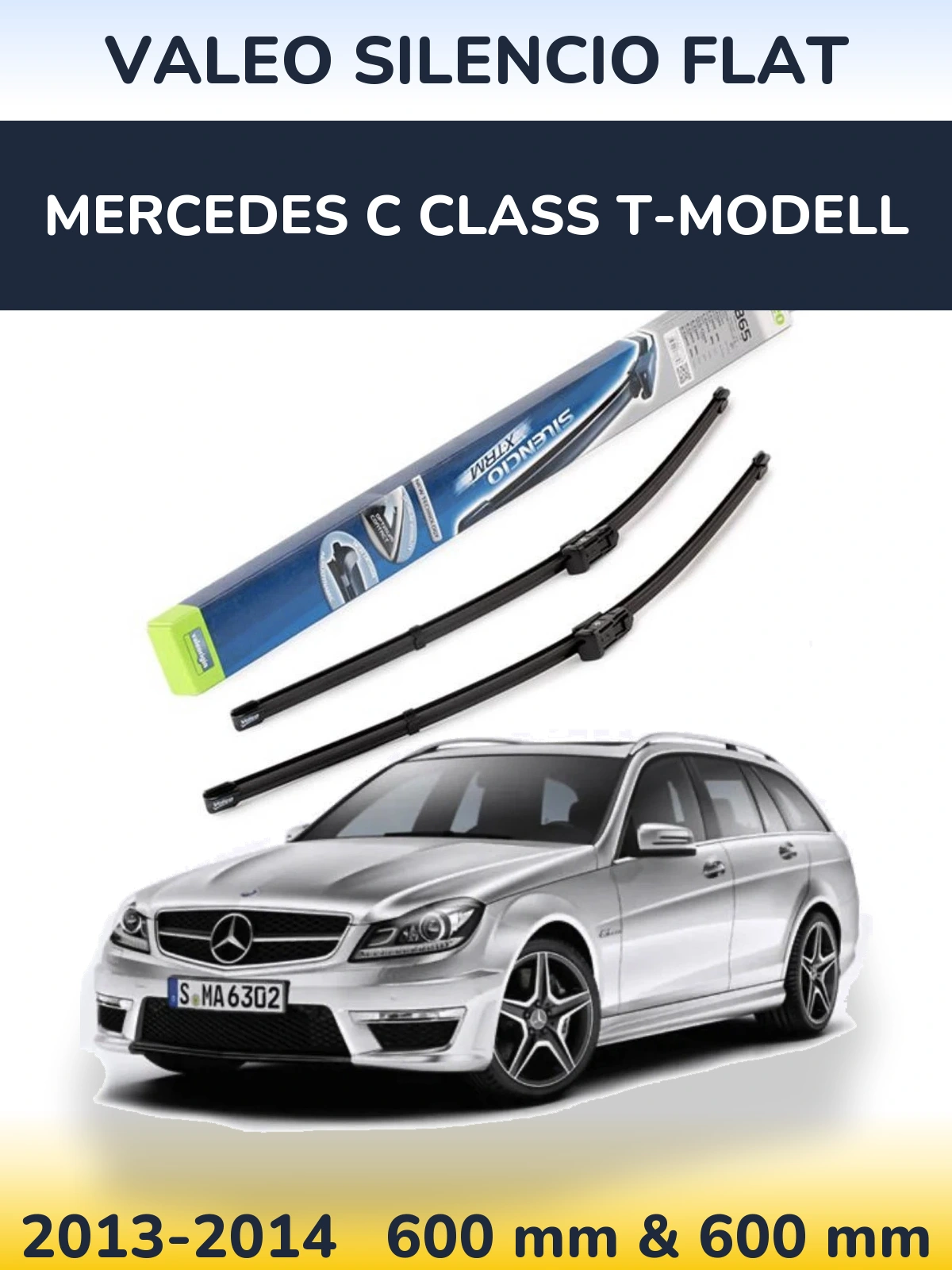 Sada předních stěračů Valeo Silencio Flat 600 a 600 mm pro Mercedes C Class T-Modell 2013-2014