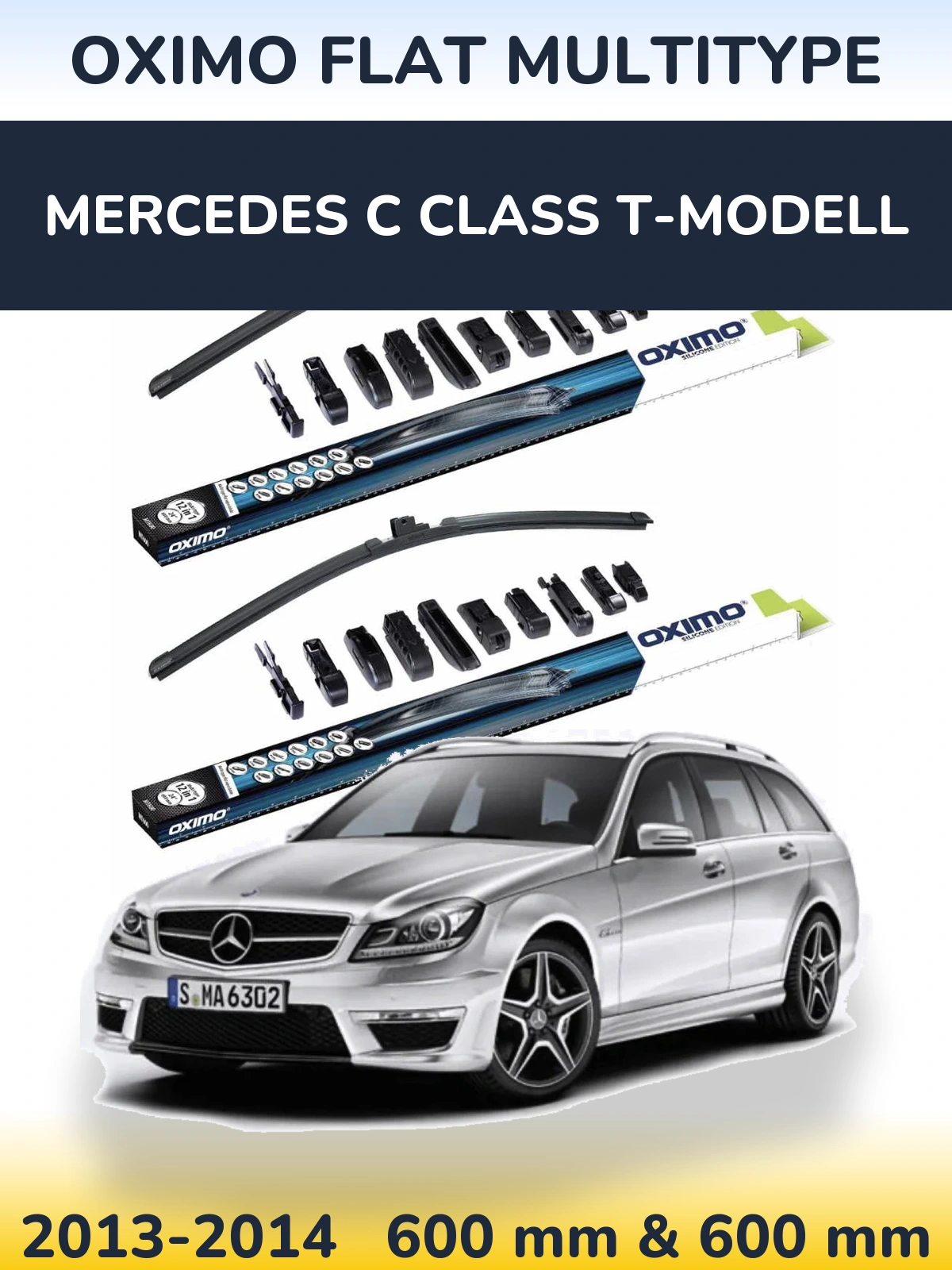 Комплект передніх щіток Oximo Flat MultiТипe 600 & 600 мм для Mercedes C Class T-Модельl 2013-2014