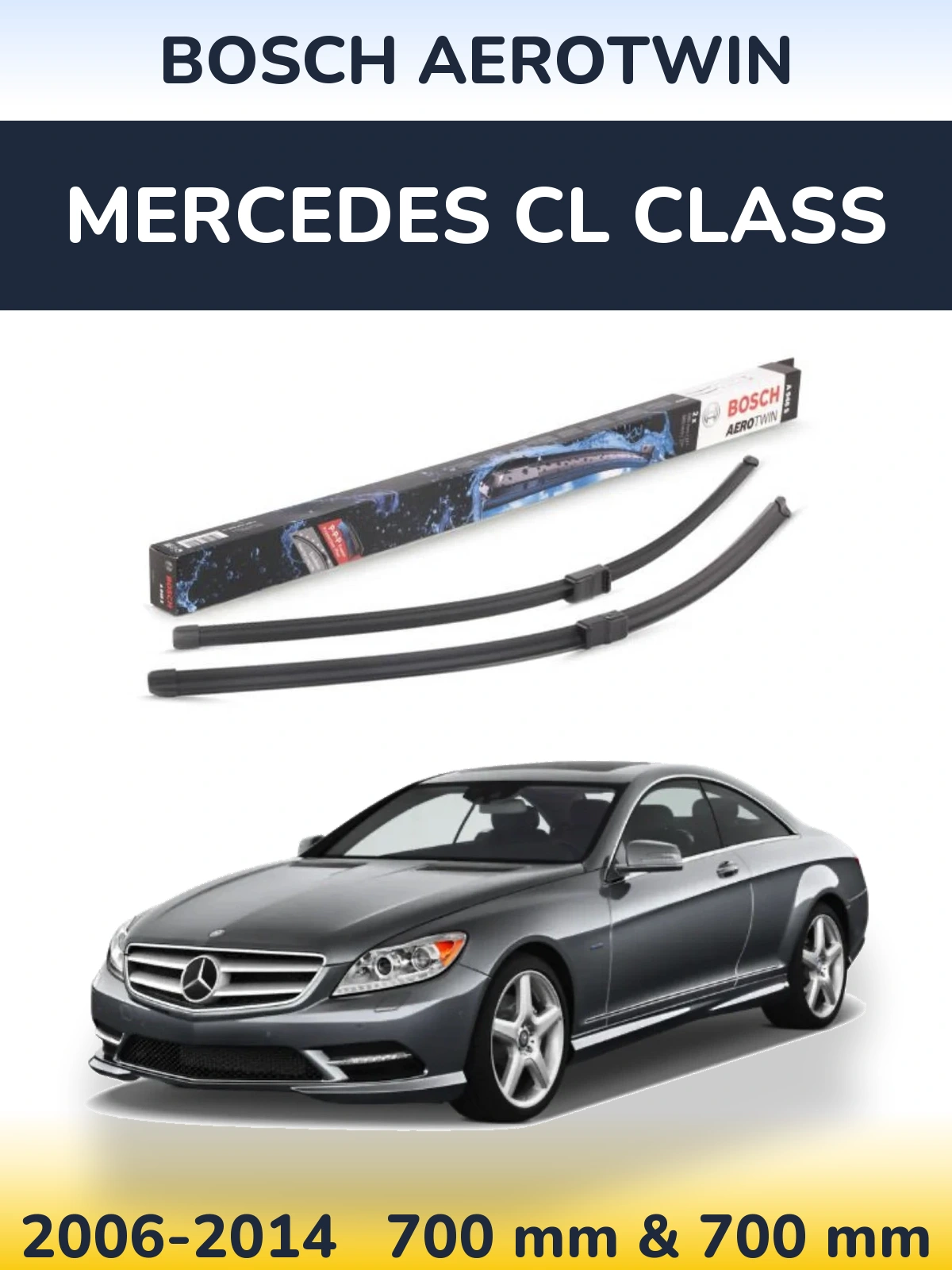 Sada předních stěračů BOSCH AeroTwin 680 a 680 mm pro Mercedes CL Class 2006-2014