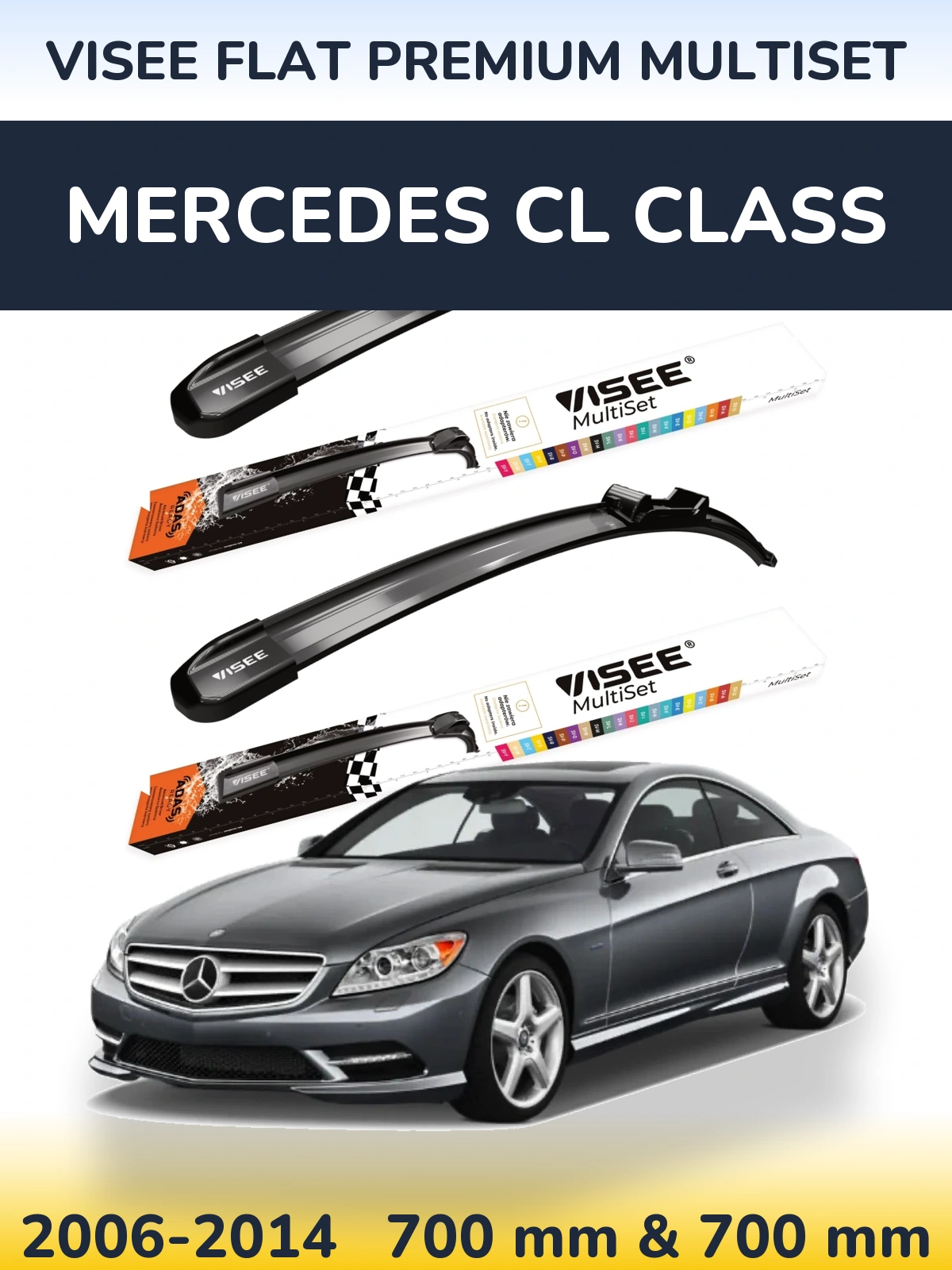 Sada předních stěračů VISEE FLAT PREMIUM MultiSet 700 a 700 mm pro Mercedes CL Class 2006-2014