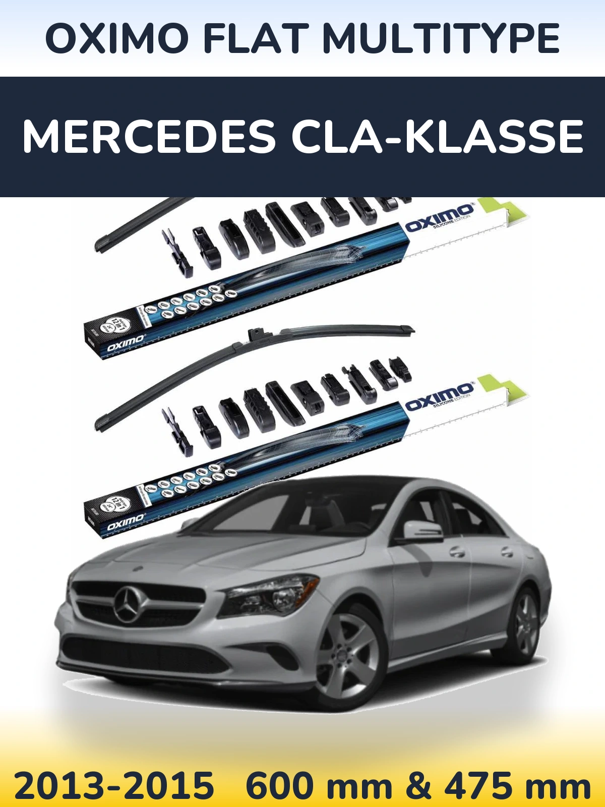 Sada předních stěračů Oximo Flat MultiType 600 a 475 mm pro Mercedes CLA-Klasse 2013-2015
