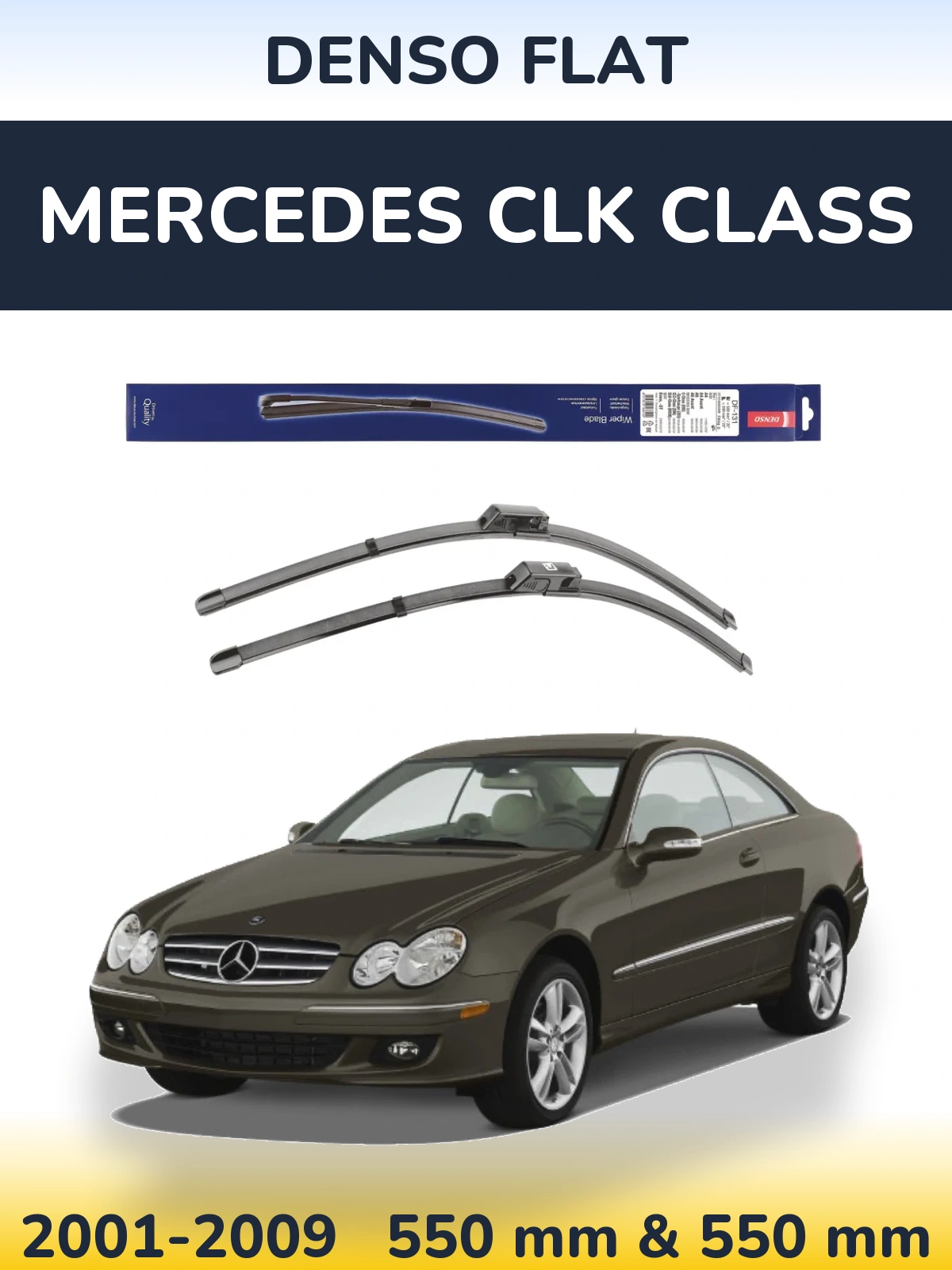 Sada předních stěračů Denso Flat 550 a 550 mm pro Mercedes CLK Class 2001-2009