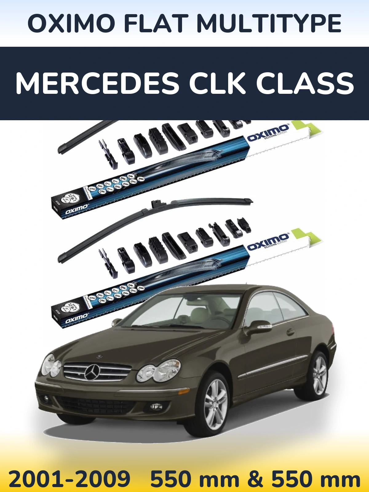 Sada předních stěračů Oximo Flat MultiType 550 a 550 mm pro Mercedes CLK Class 2001-2009