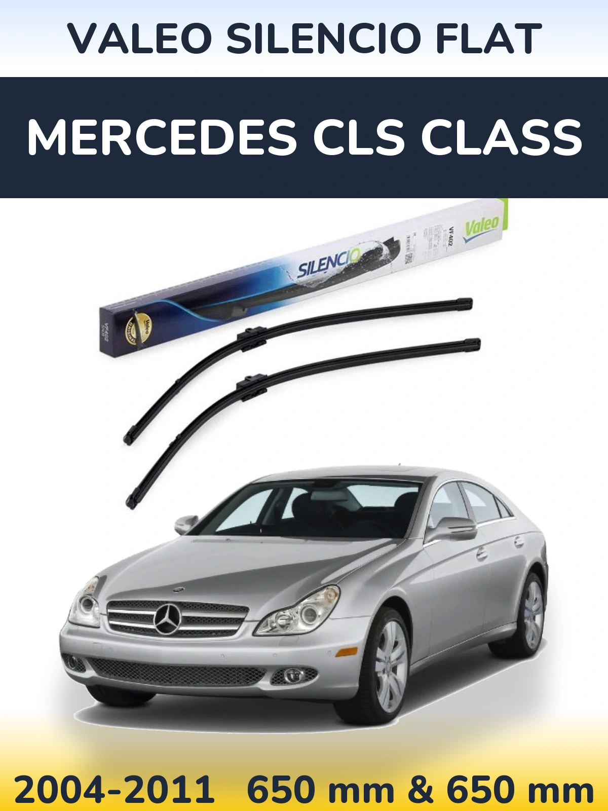 Sada předních stěračů Valeo Silencio Flat 650 a 650 mm pro Mercedes CLS Class 2004-2011