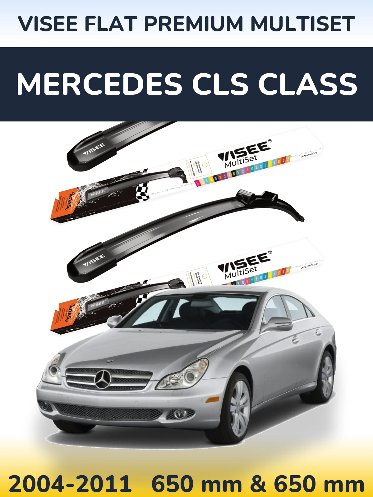 Sada předních stěračů VISEE FLAT PREMIUM MultiSet 650 a 650 mm pro Mercedes CLS Class 2004-2011