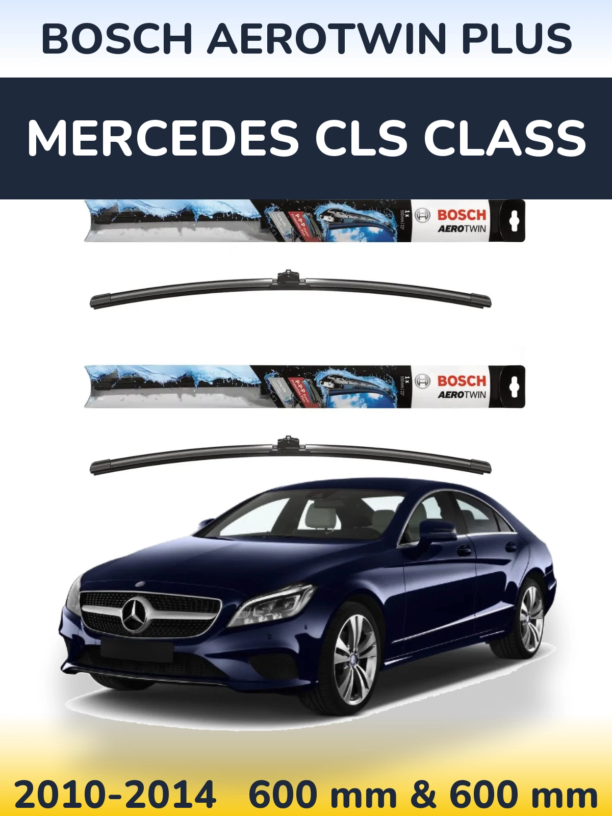 Sada předních stěračů BOSCH AeroTwin Plus 600 a 600 mm pro Mercedes CLS Class 2010-2014